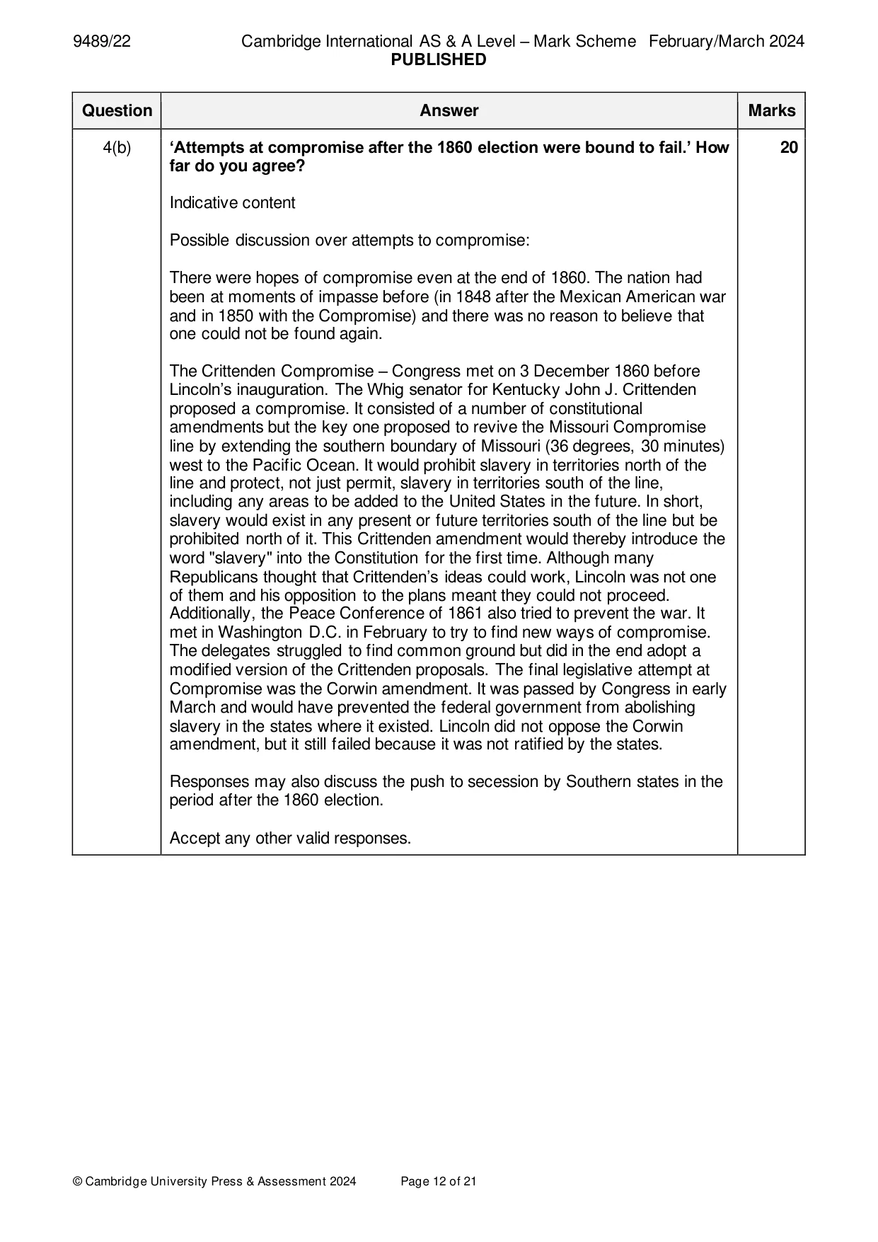 Mark scheme, page 12 of 21