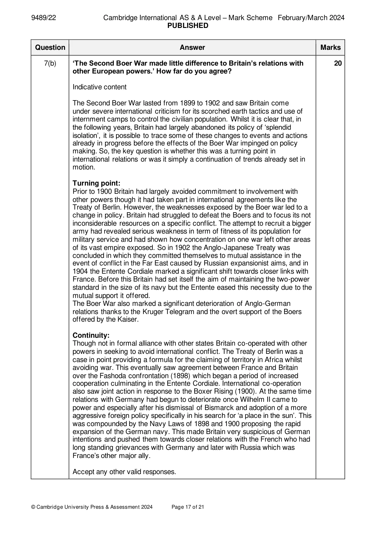 Mark scheme, page 17 of 21