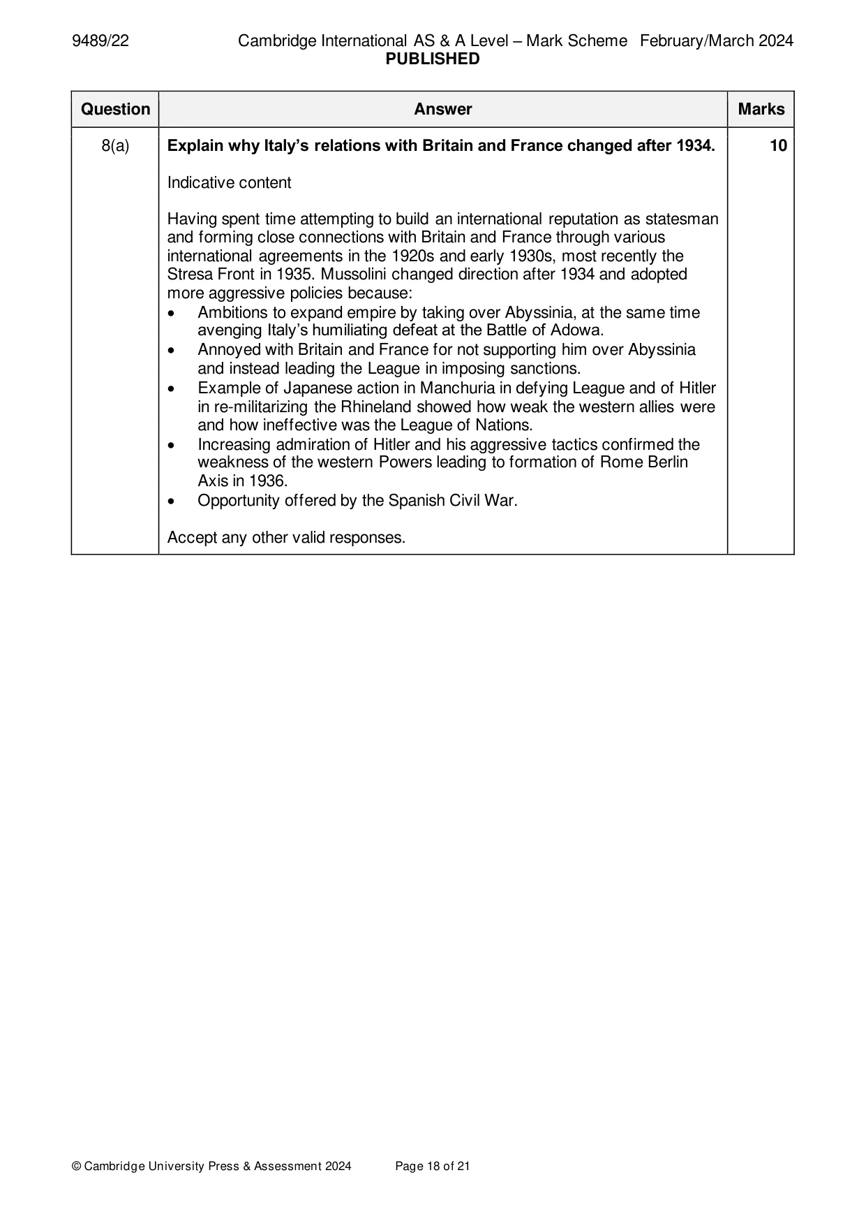 Mark scheme, page 18 of 21