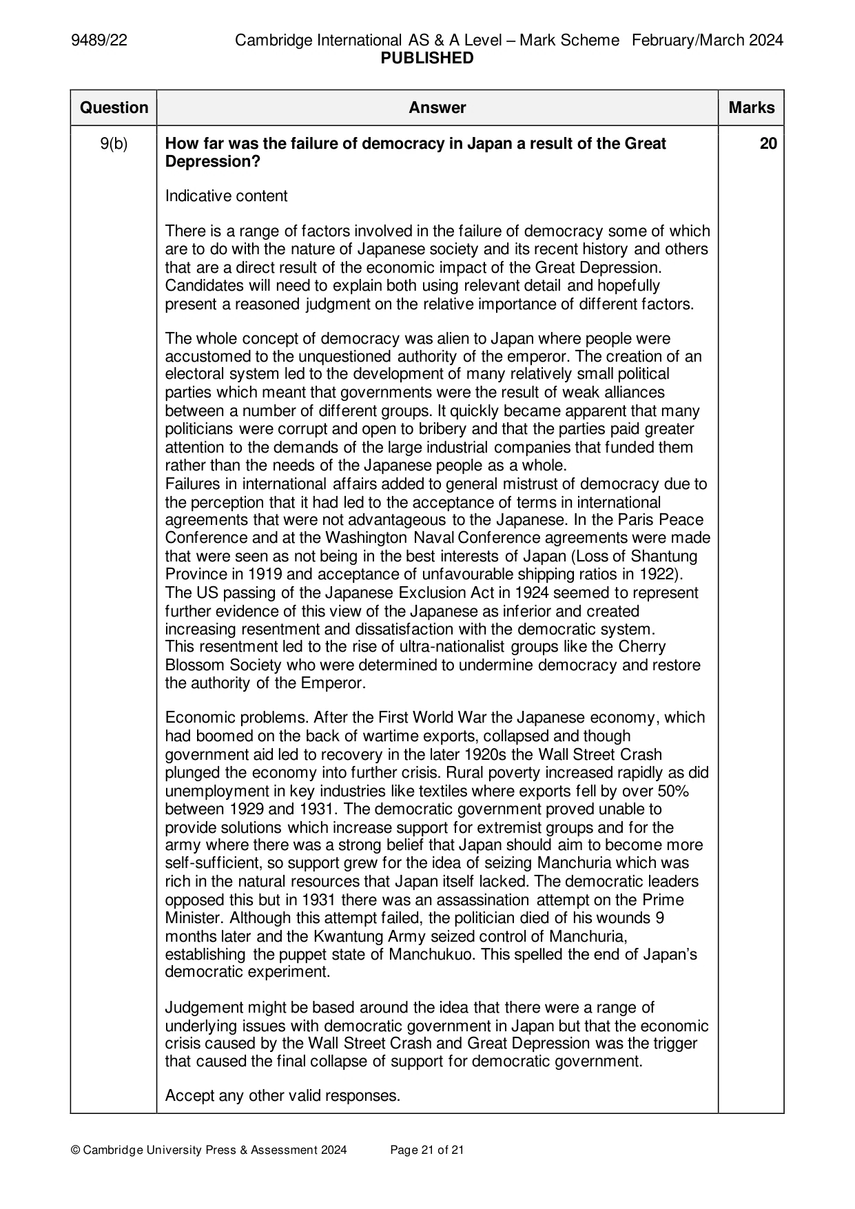Mark scheme, page 21 of 21