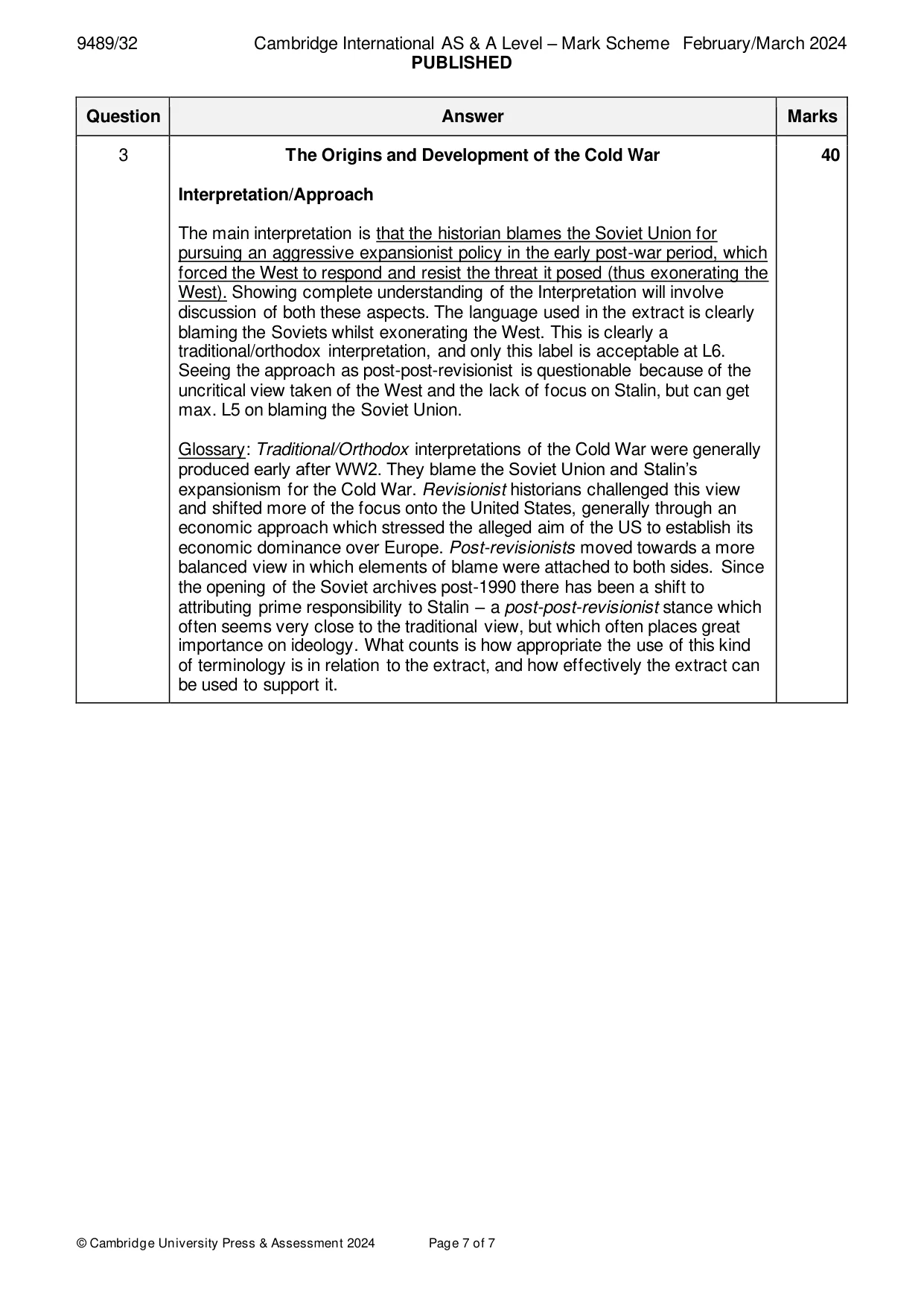 Mark scheme, page 7 of 7