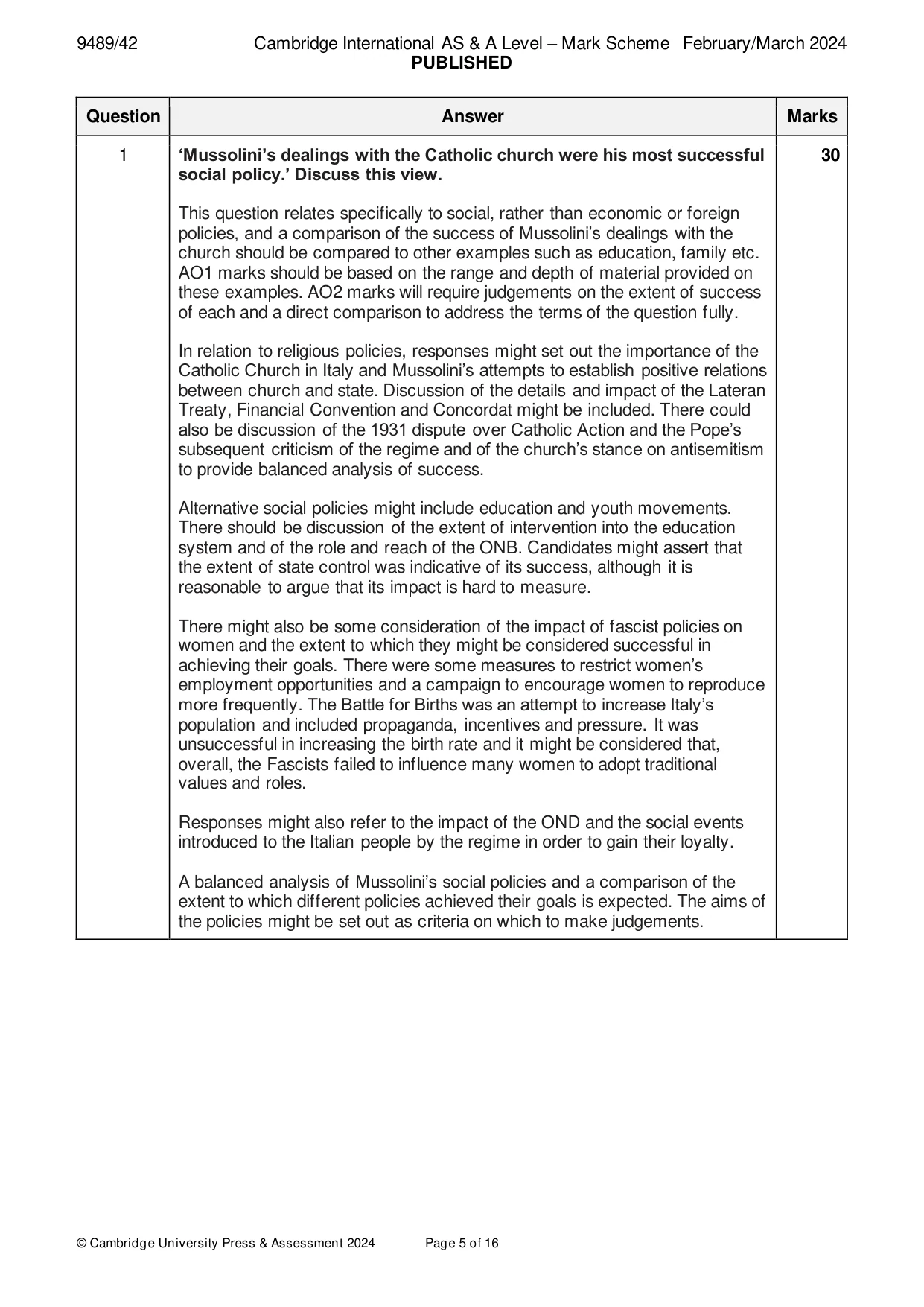 Mark scheme, page 5 of 16