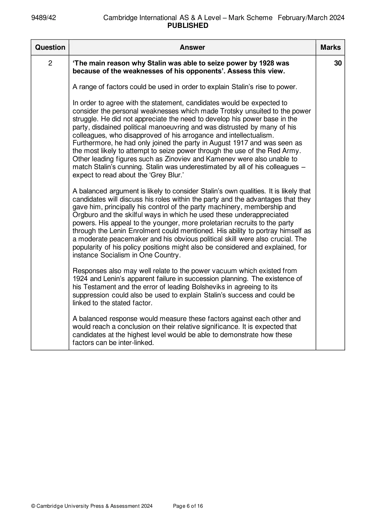 Mark scheme, page 6 of 16