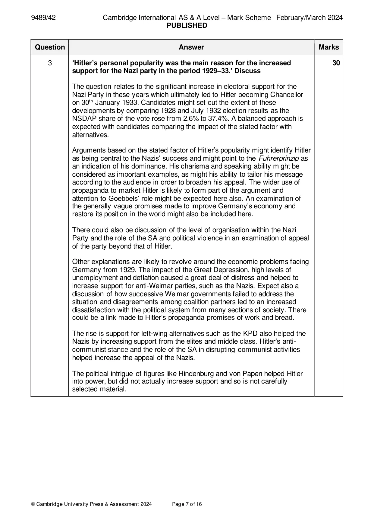 Mark scheme, page 7 of 16