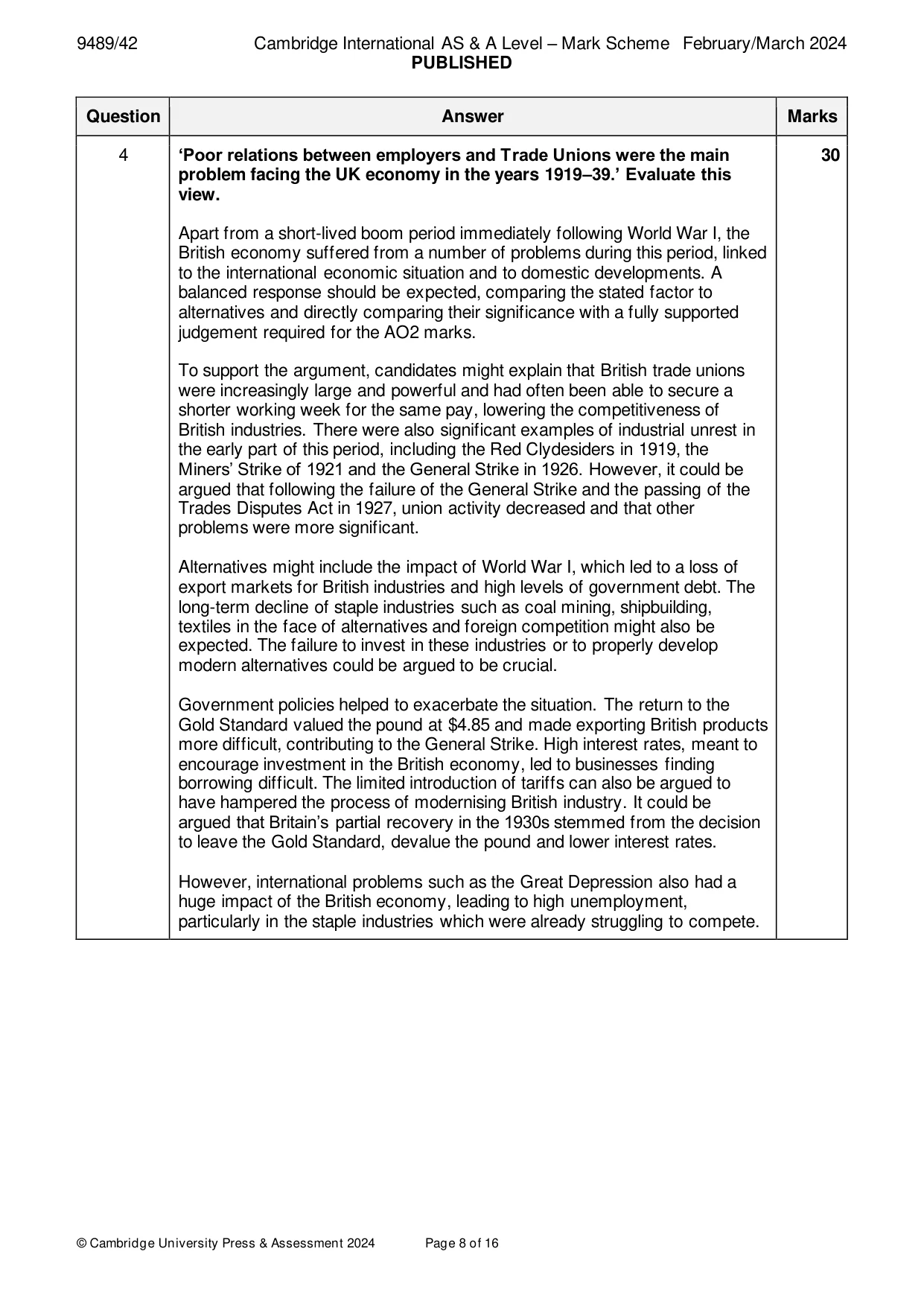Mark scheme, page 8 of 16