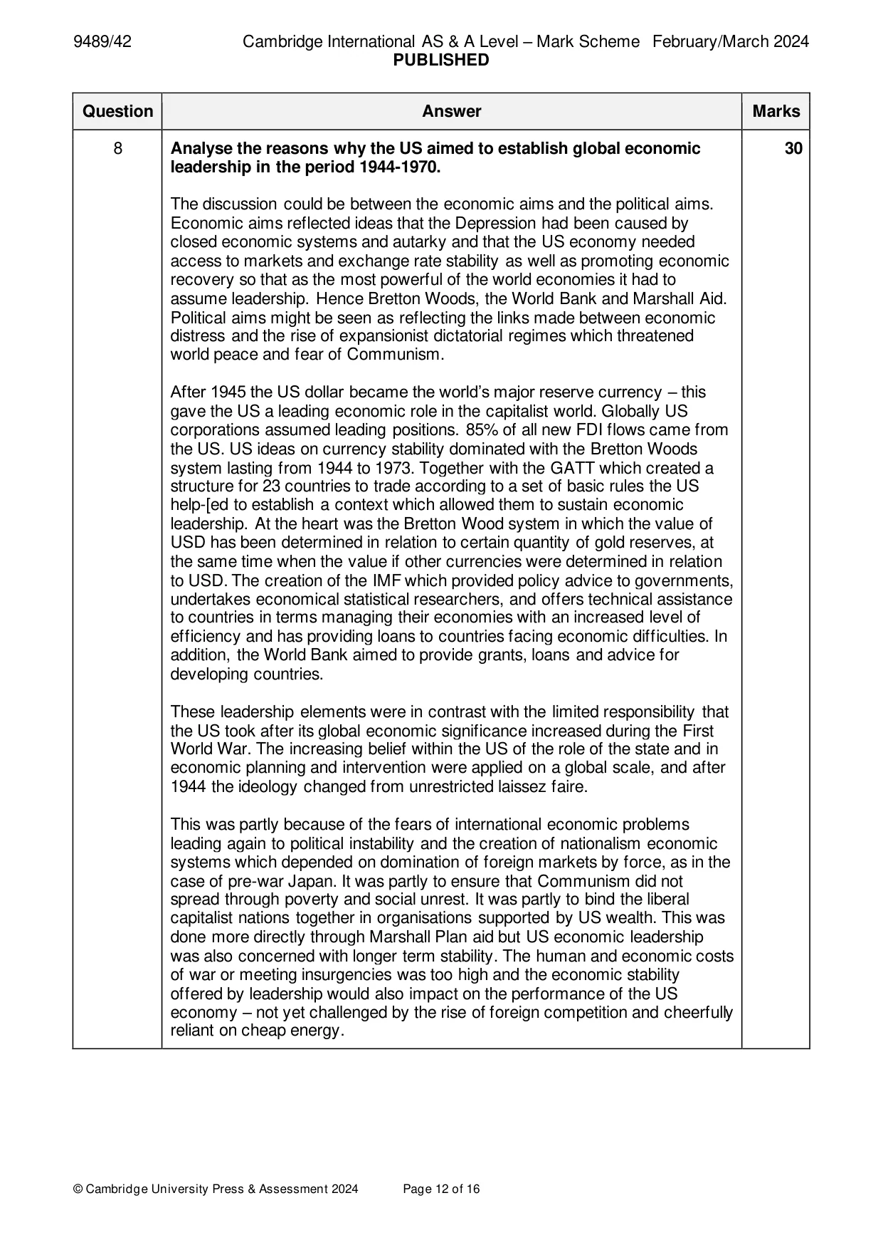 Mark scheme, page 12 of 16