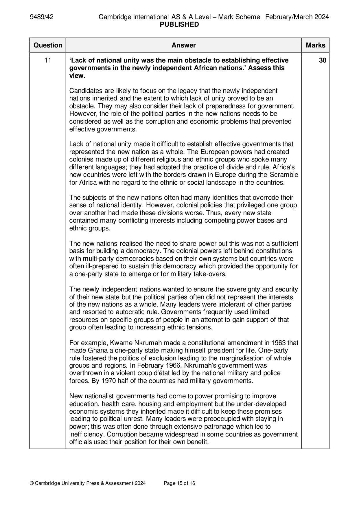 Mark scheme, page 15 of 16