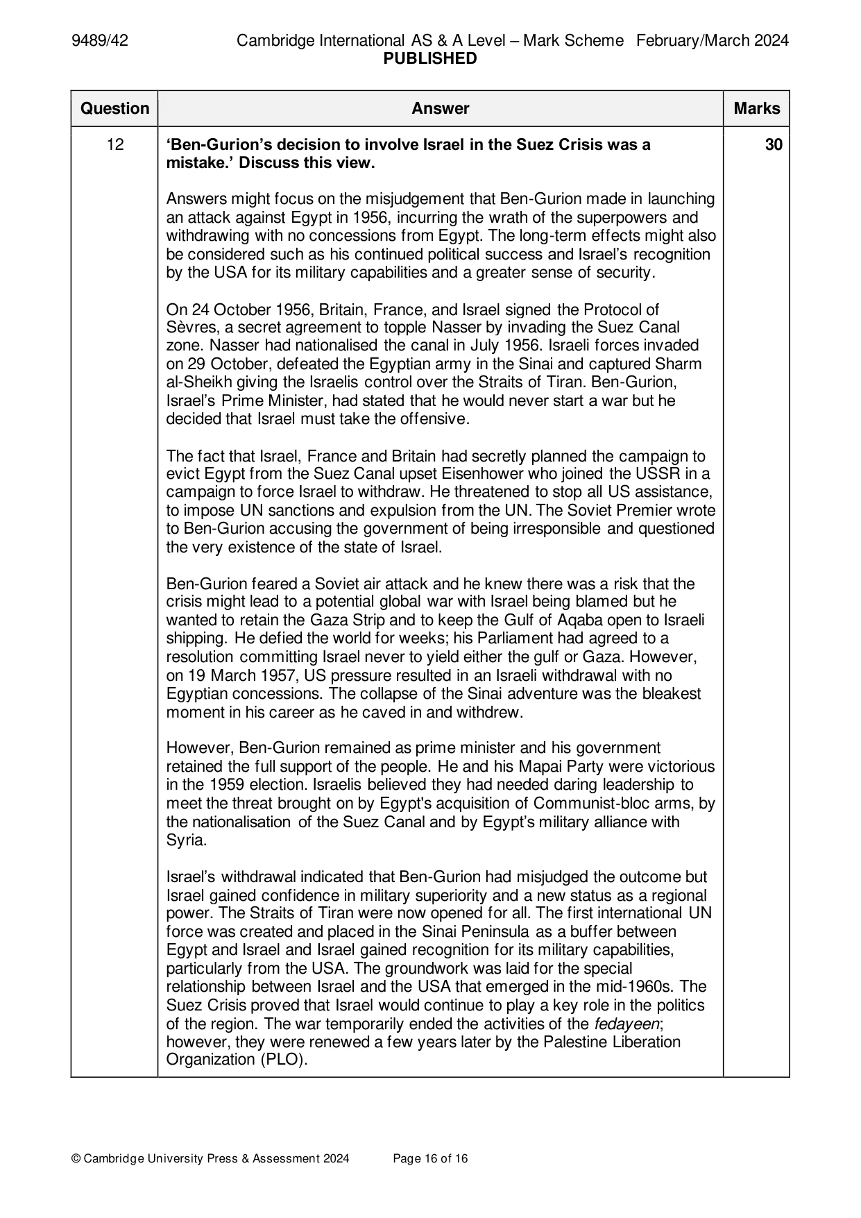 Mark scheme, page 16 of 16