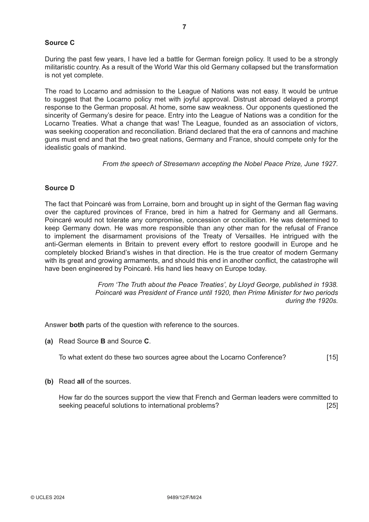 Cambridge A Level History 9489 2024 Feb/March Paper 1 · Variant 2 question paper, page 7 of 8