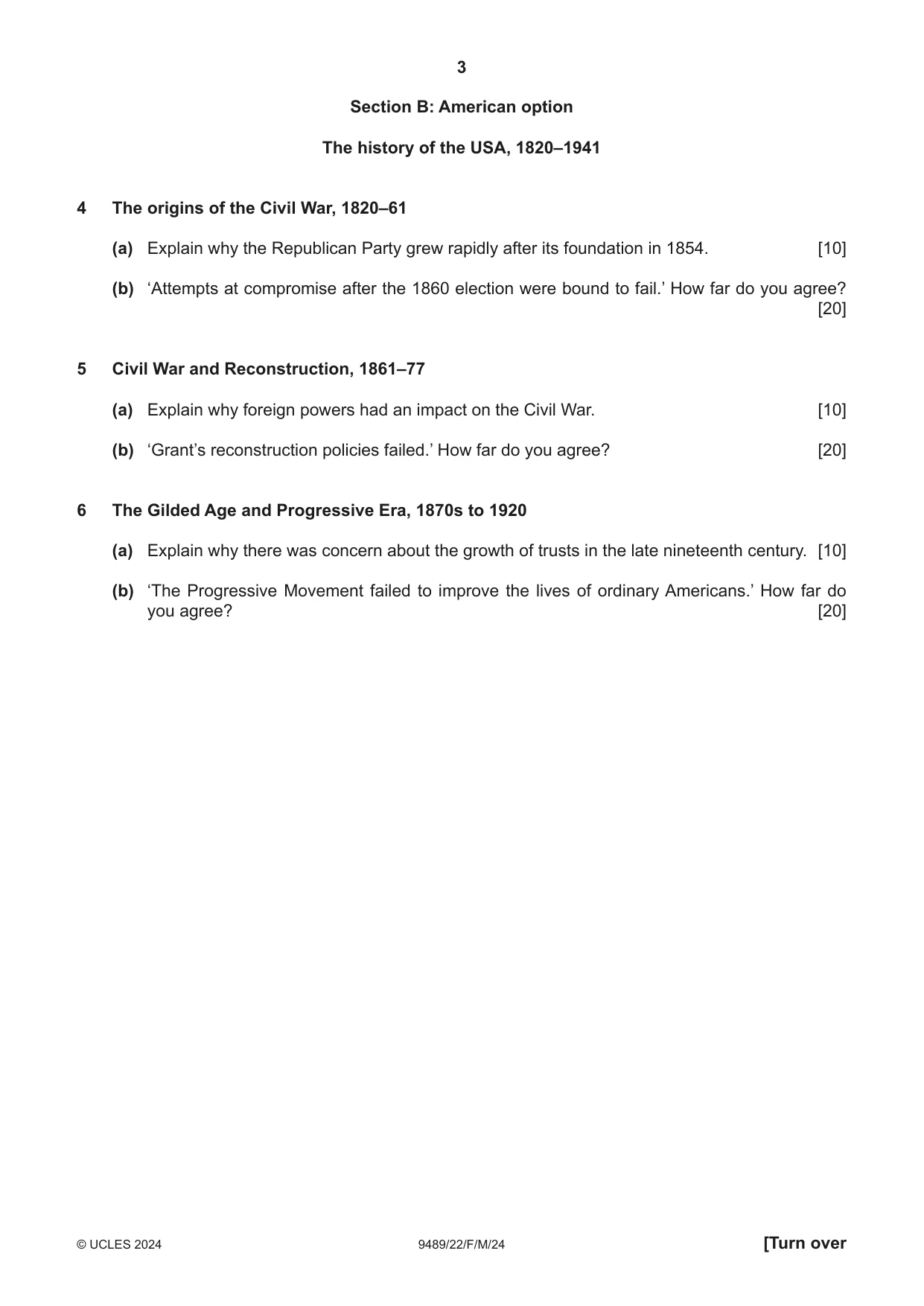 Cambridge A Level History 9489 2024 Feb/March Paper 2 · Variant 2 question paper, page 3 of 4
