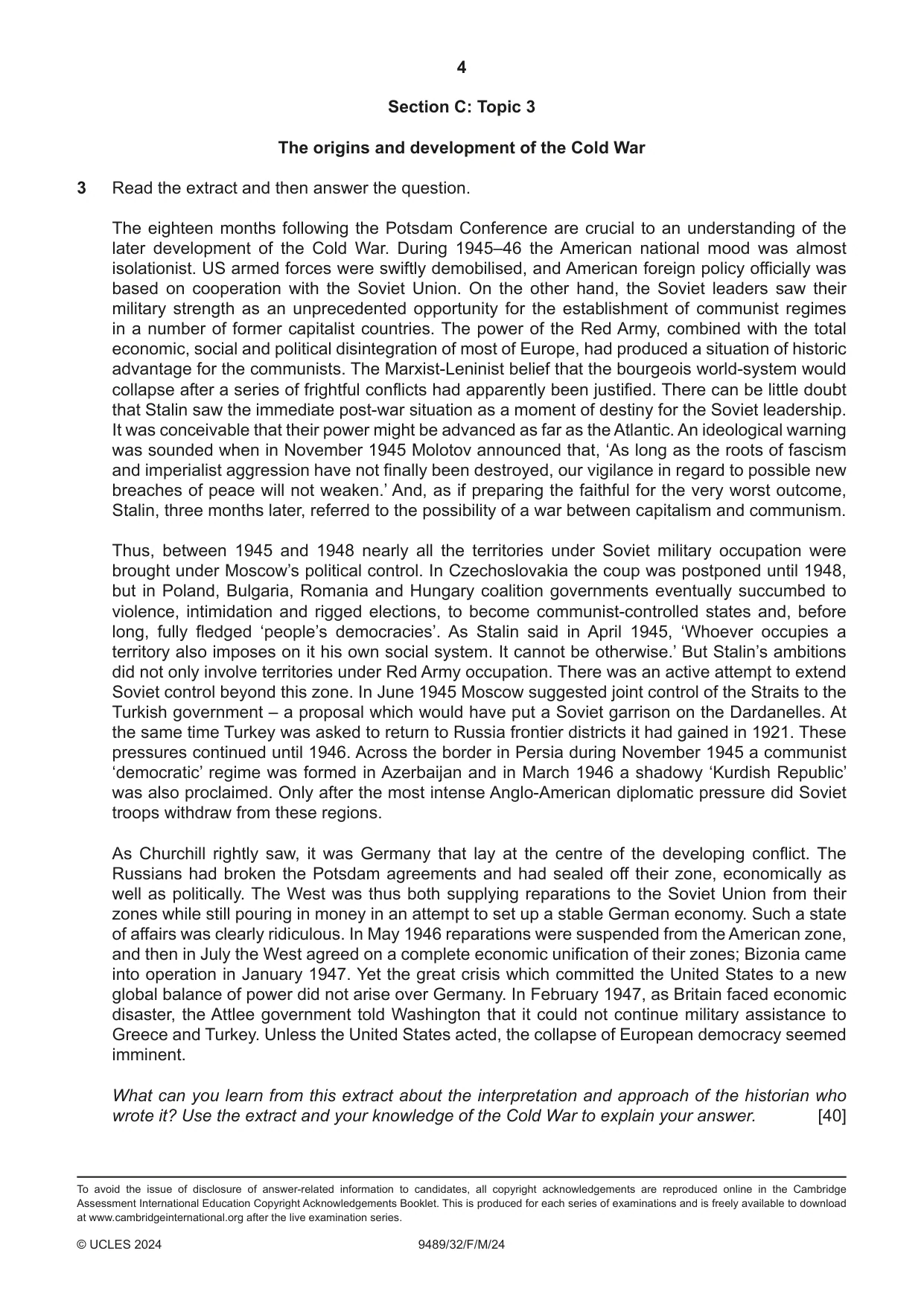 Cambridge A Level History 9489 2024 Feb/March Paper 3 · Variant 2 question paper, page 4 of 4