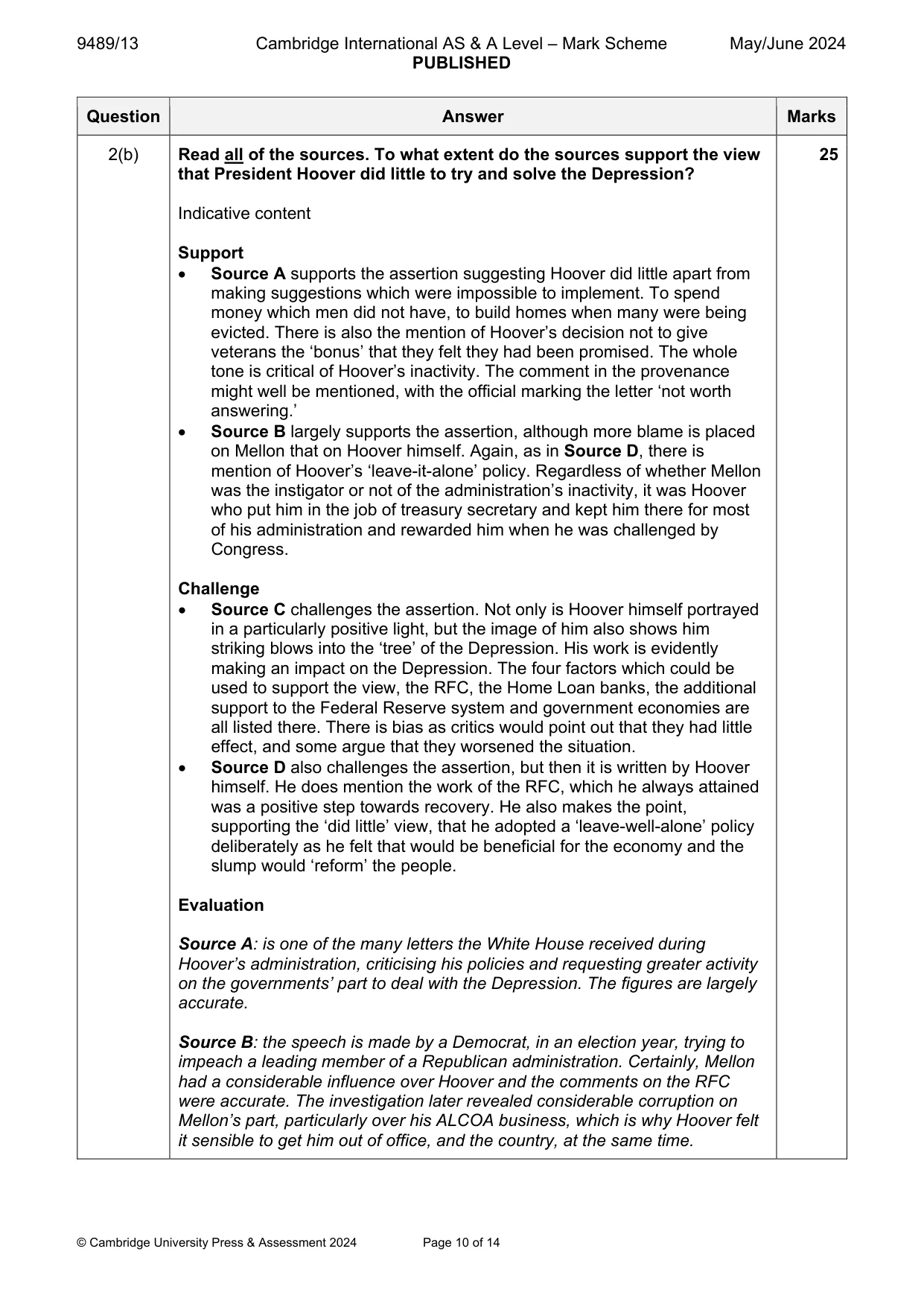 Mark scheme, page 10 of 14