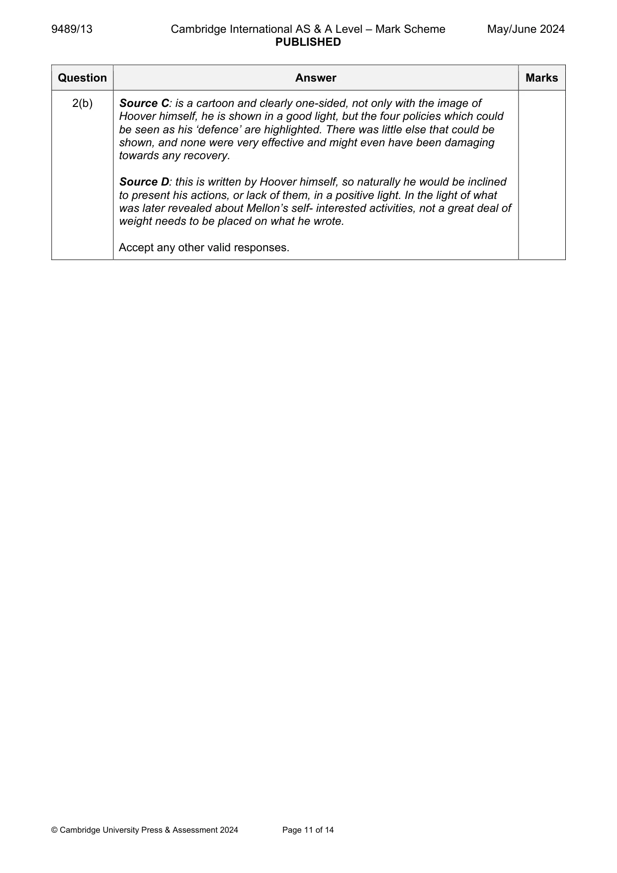 Mark scheme, page 11 of 14