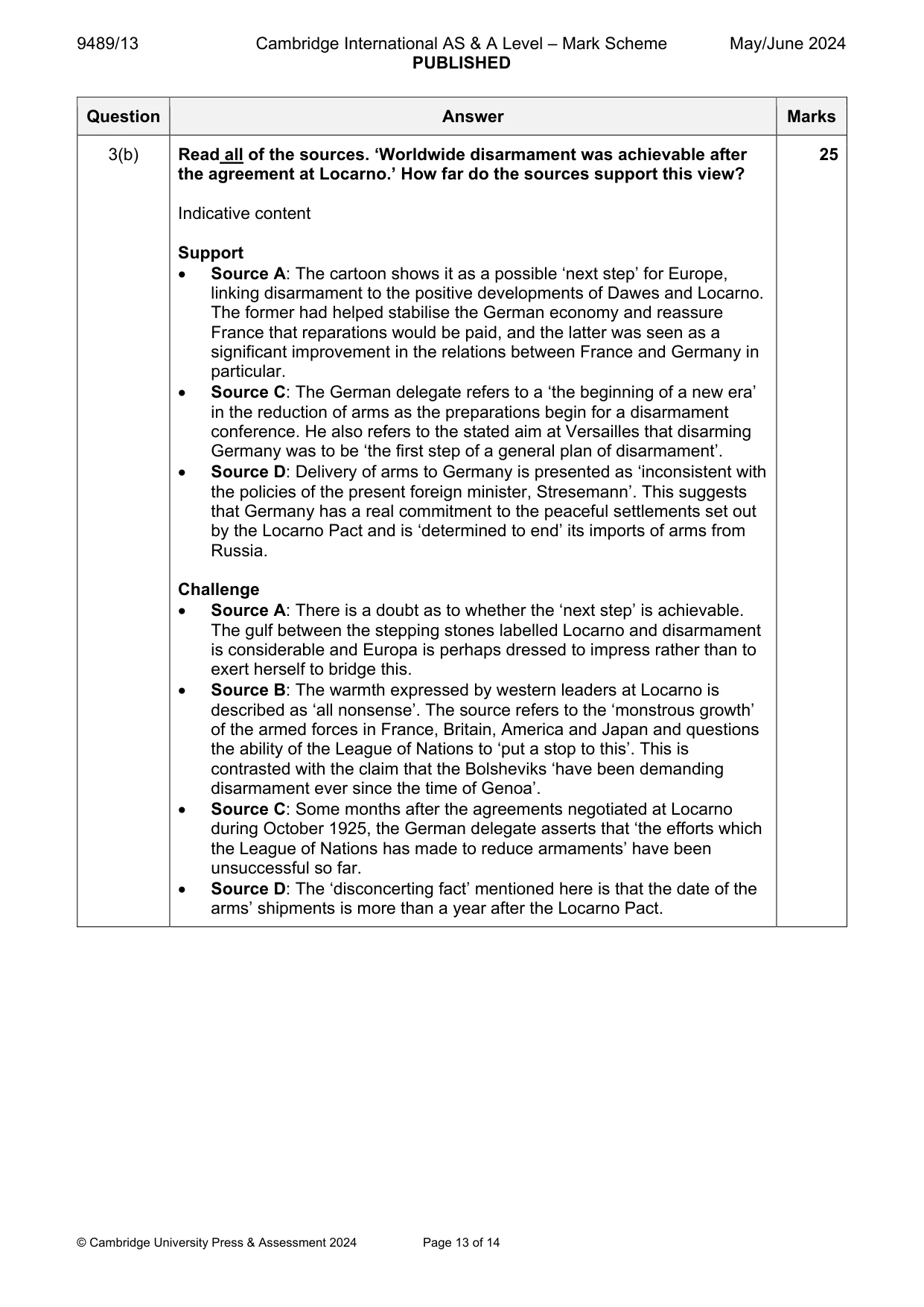 Mark scheme, page 13 of 14