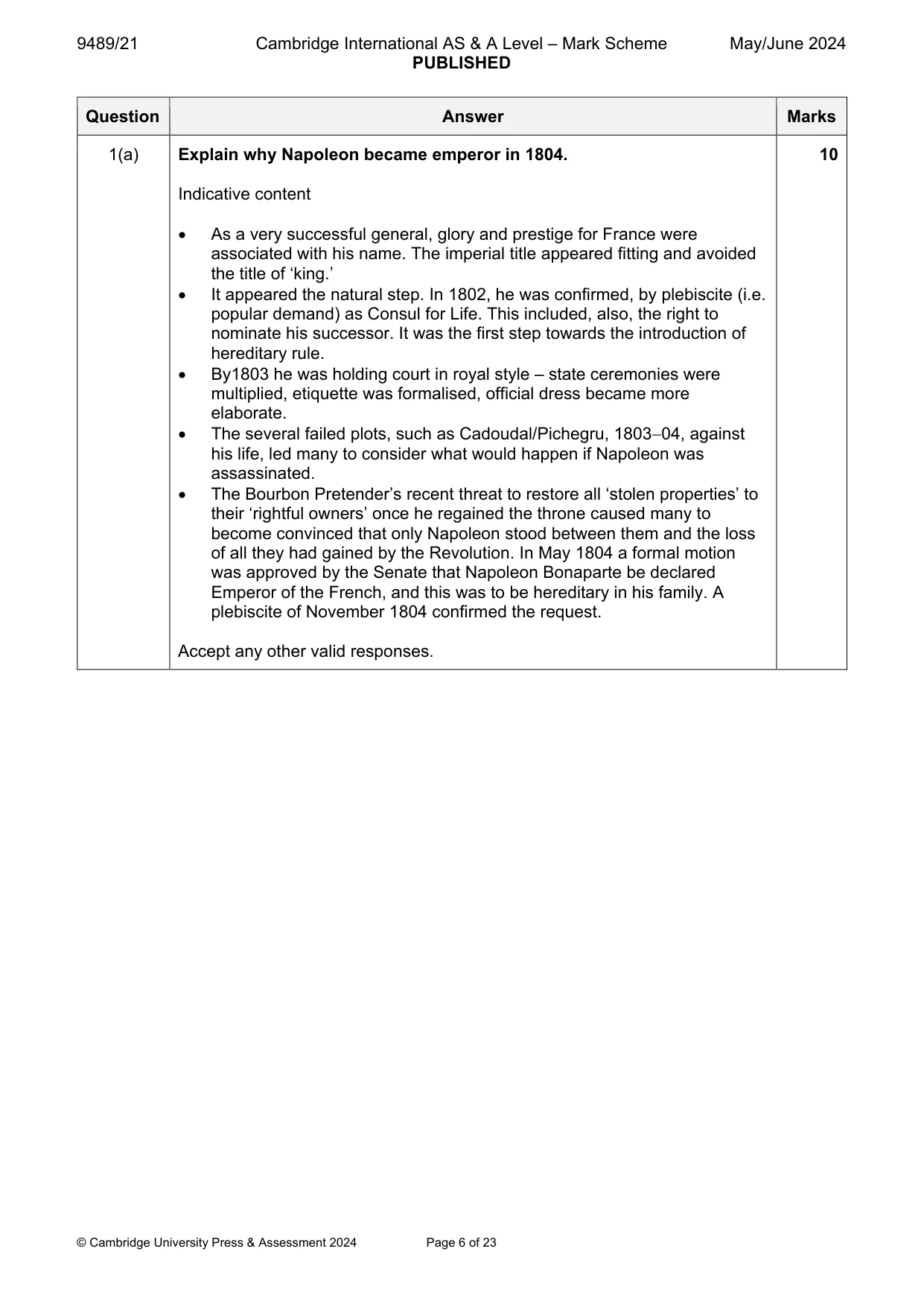Mark scheme, page 6 of 23