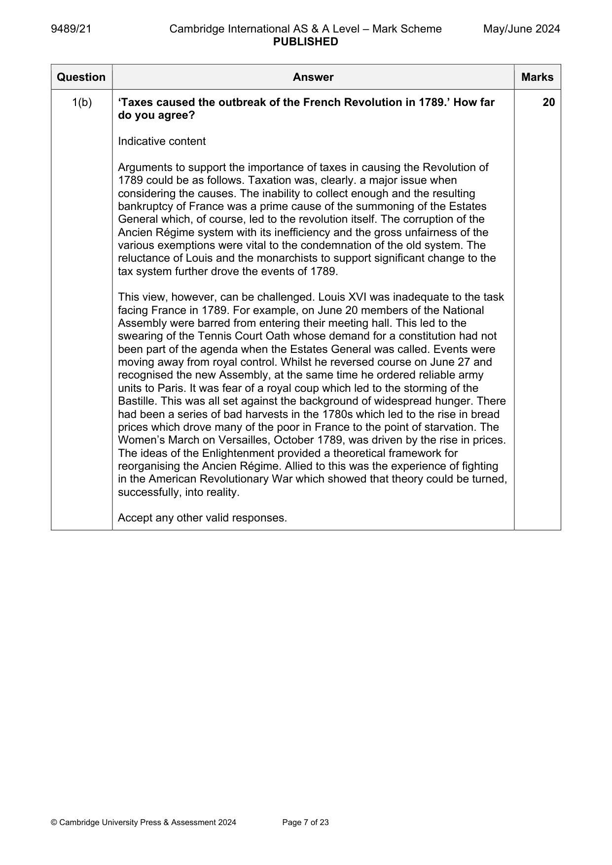 Mark scheme, page 7 of 23
