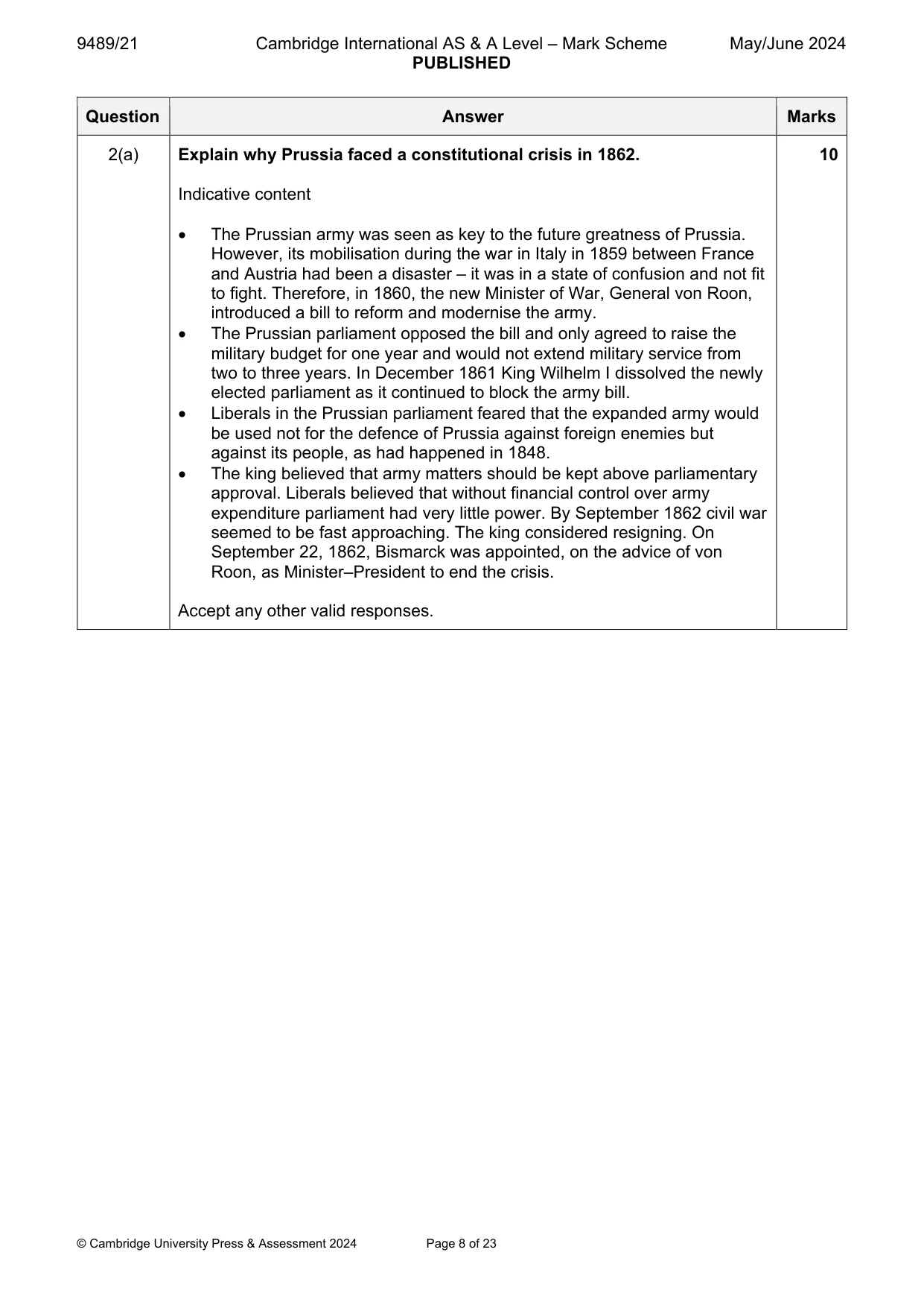 Mark scheme, page 8 of 23