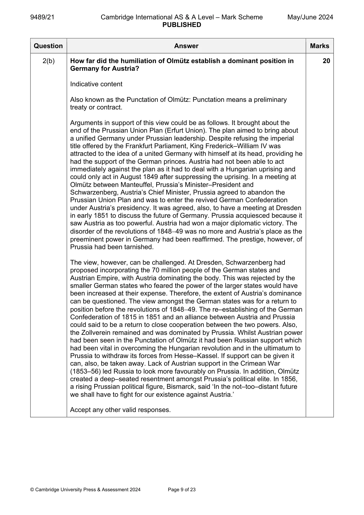 Mark scheme, page 9 of 23