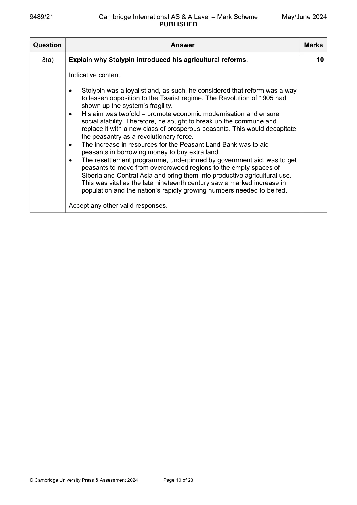 Mark scheme, page 10 of 23