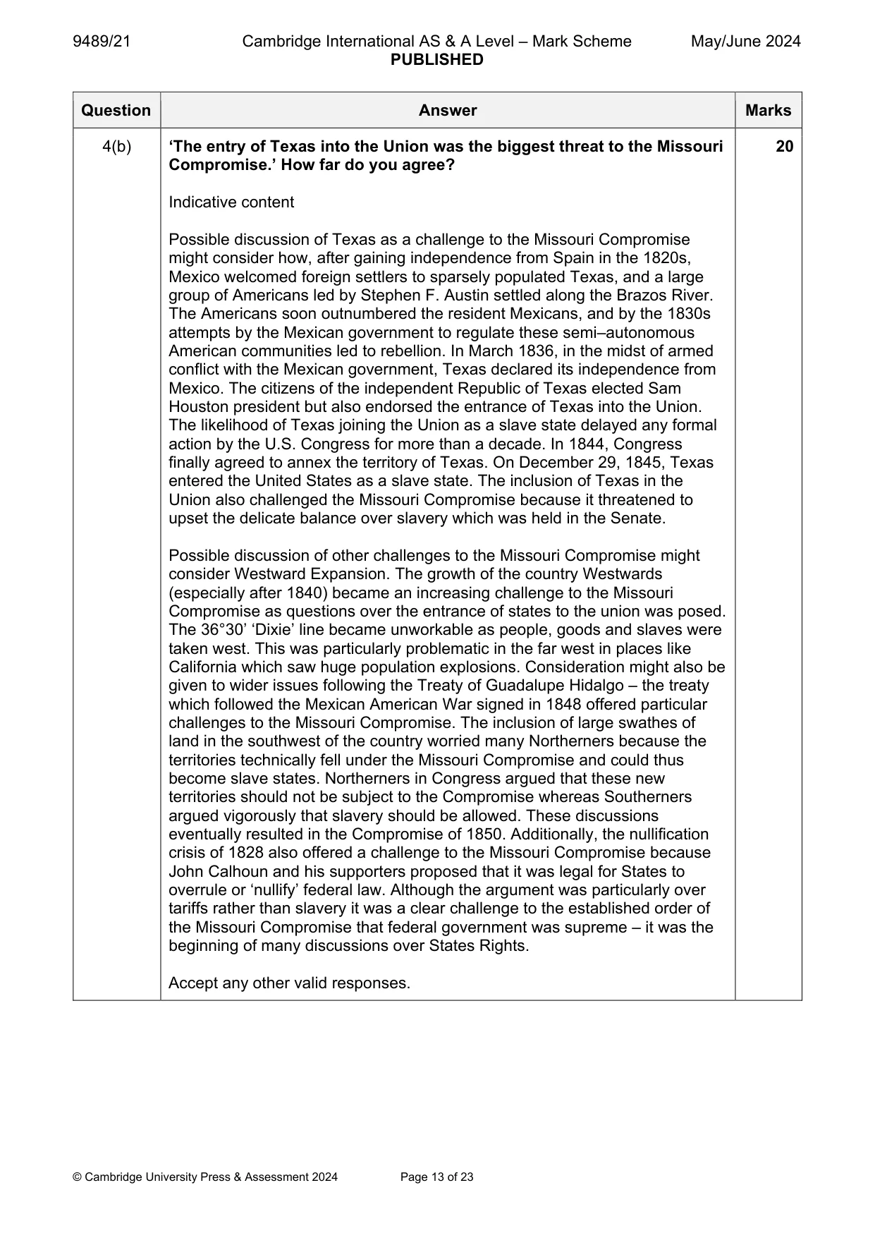 Mark scheme, page 13 of 23