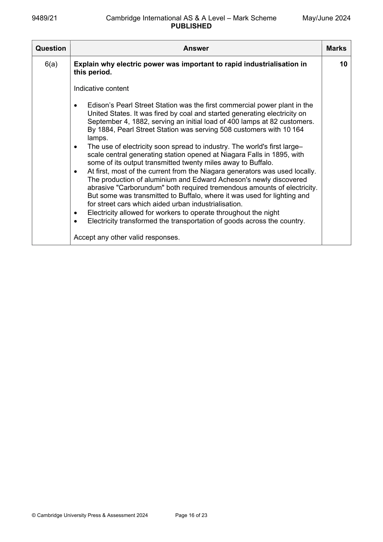 Mark scheme, page 16 of 23