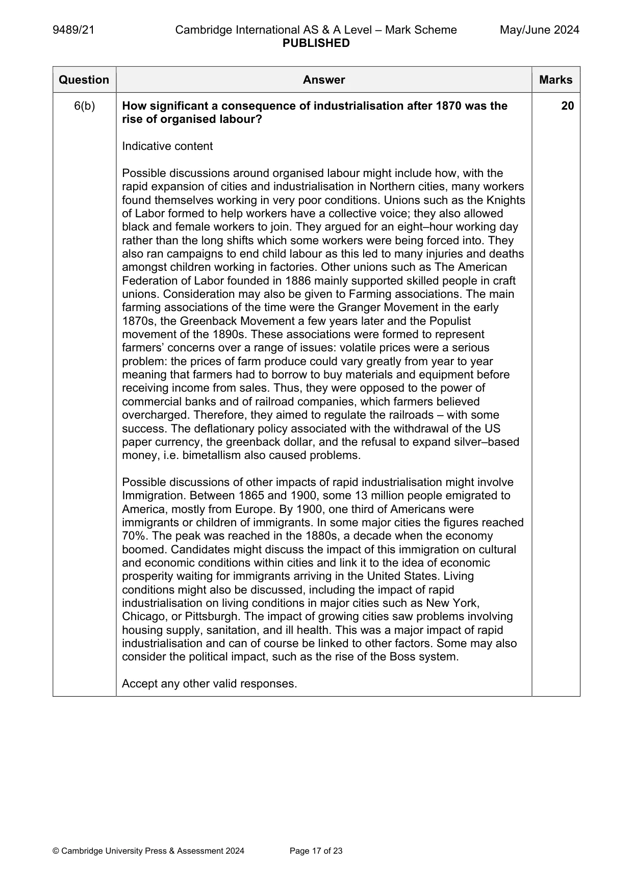Mark scheme, page 17 of 23