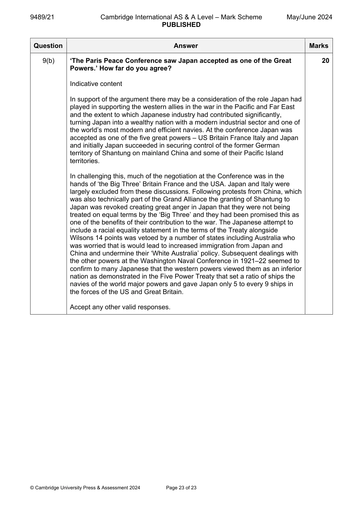 Mark scheme, page 23 of 23