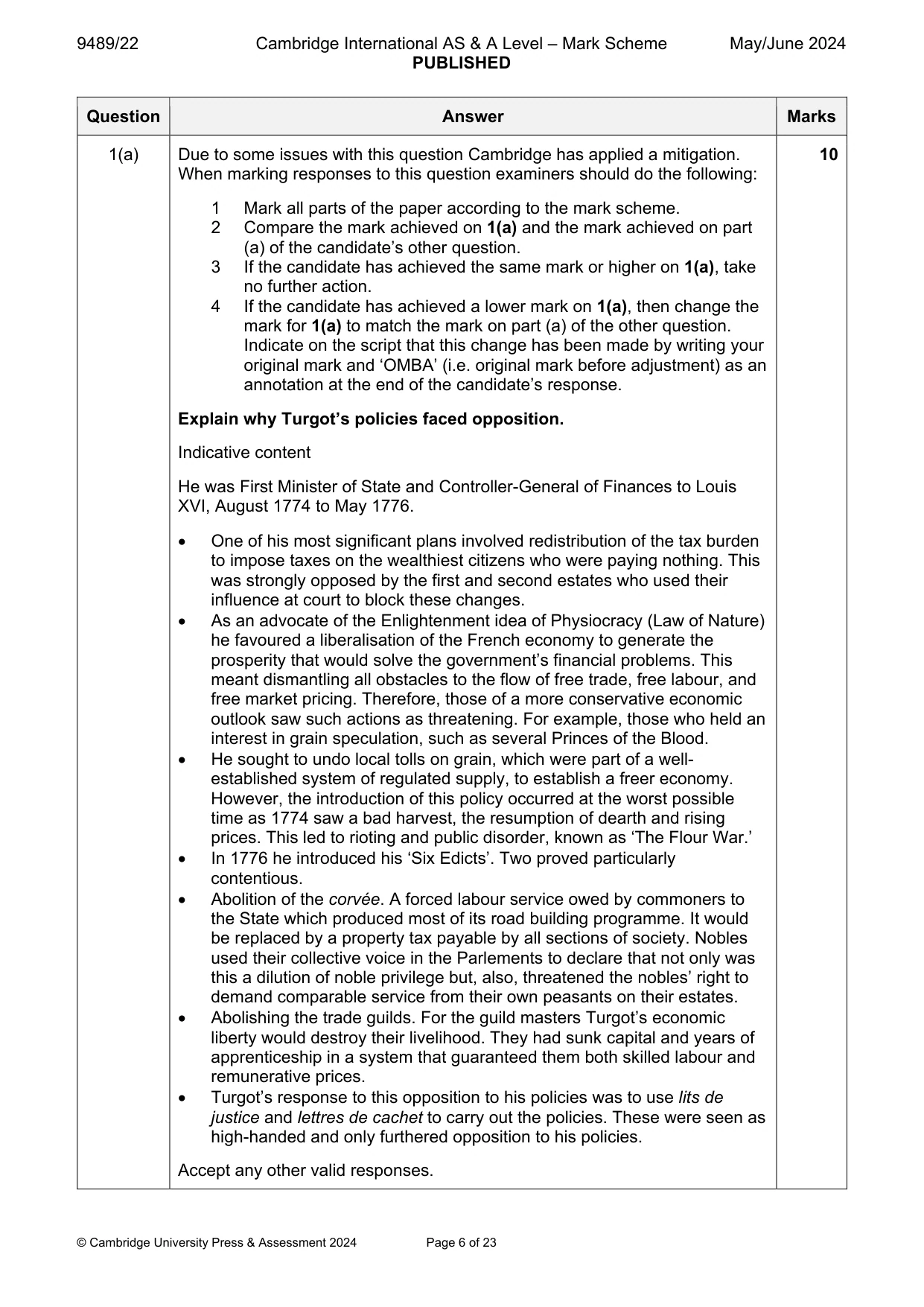 Mark scheme, page 6 of 23
