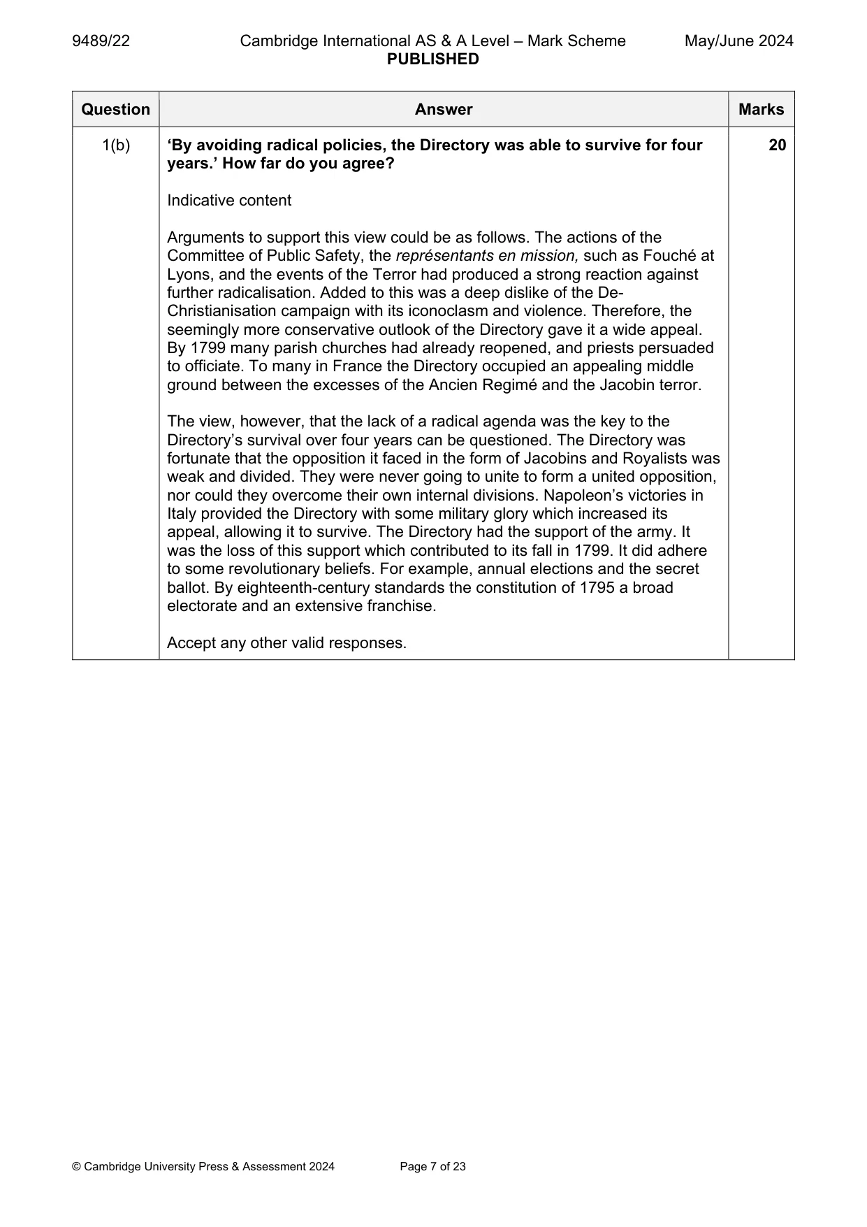 Mark scheme, page 7 of 23