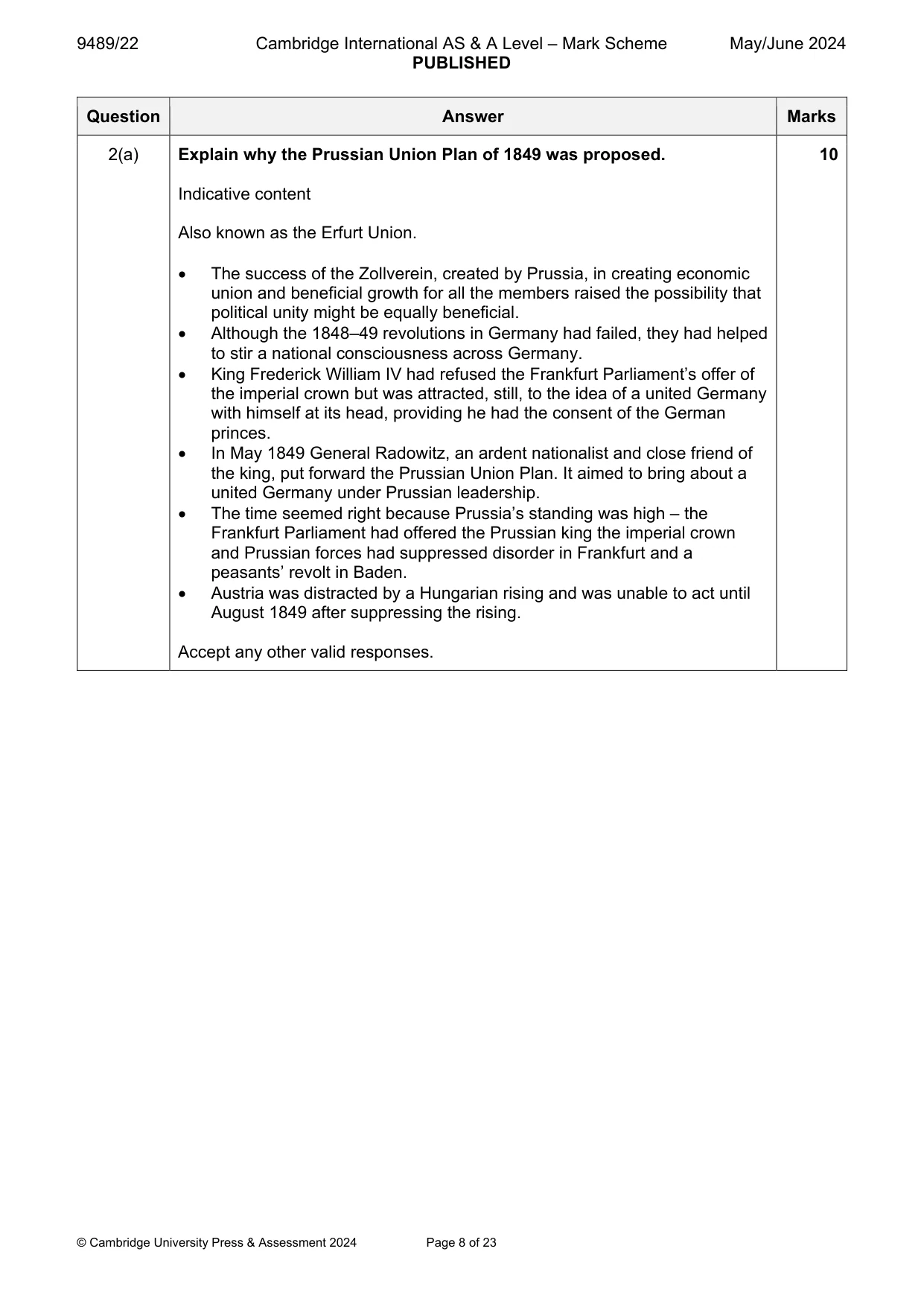Mark scheme, page 8 of 23