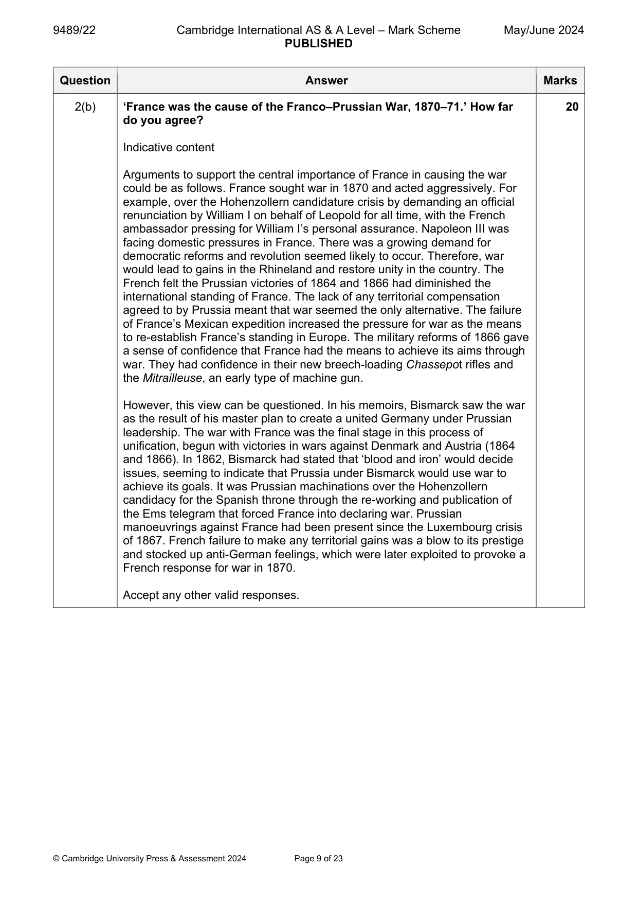 Mark scheme, page 9 of 23
