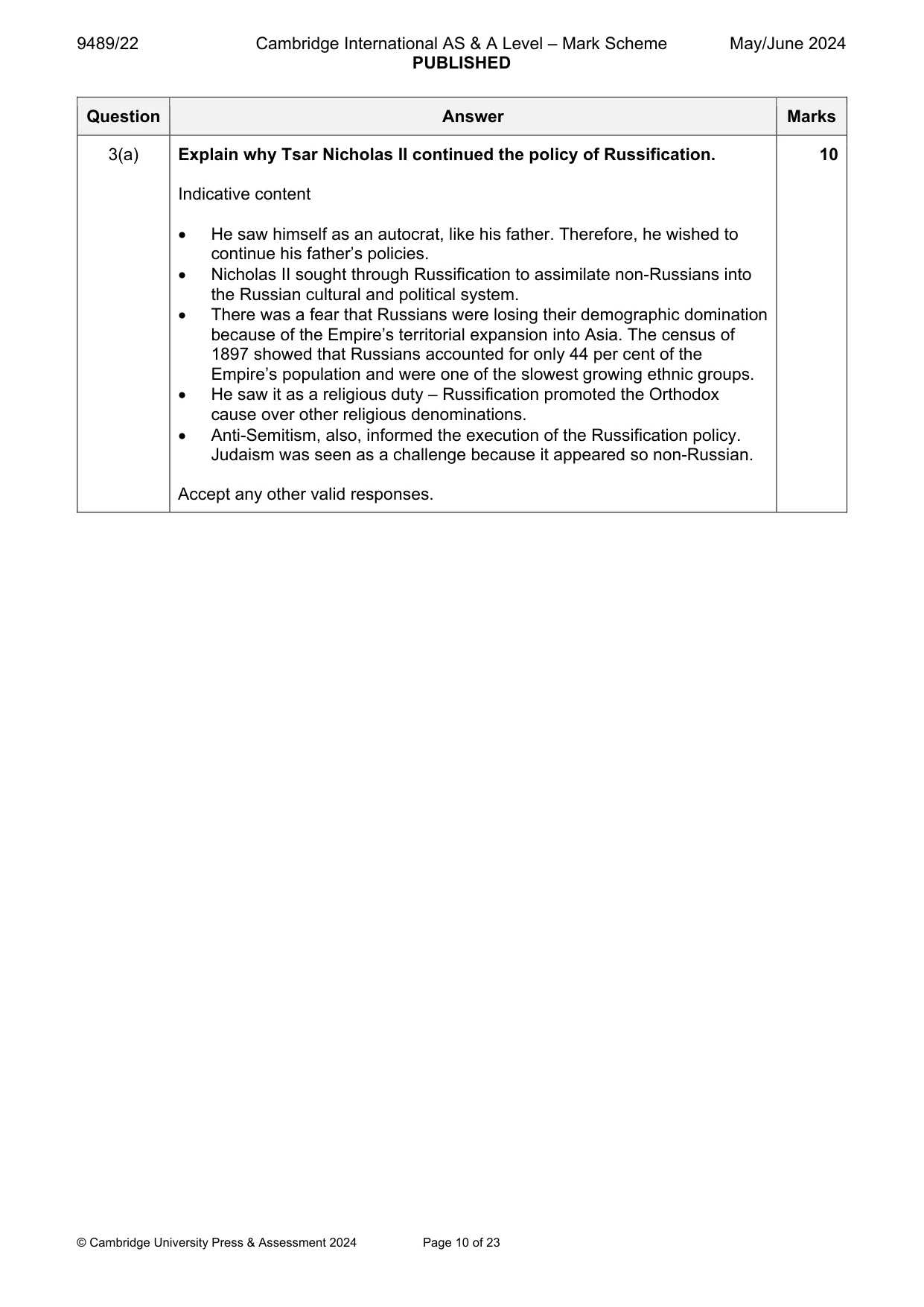 Mark scheme, page 10 of 23