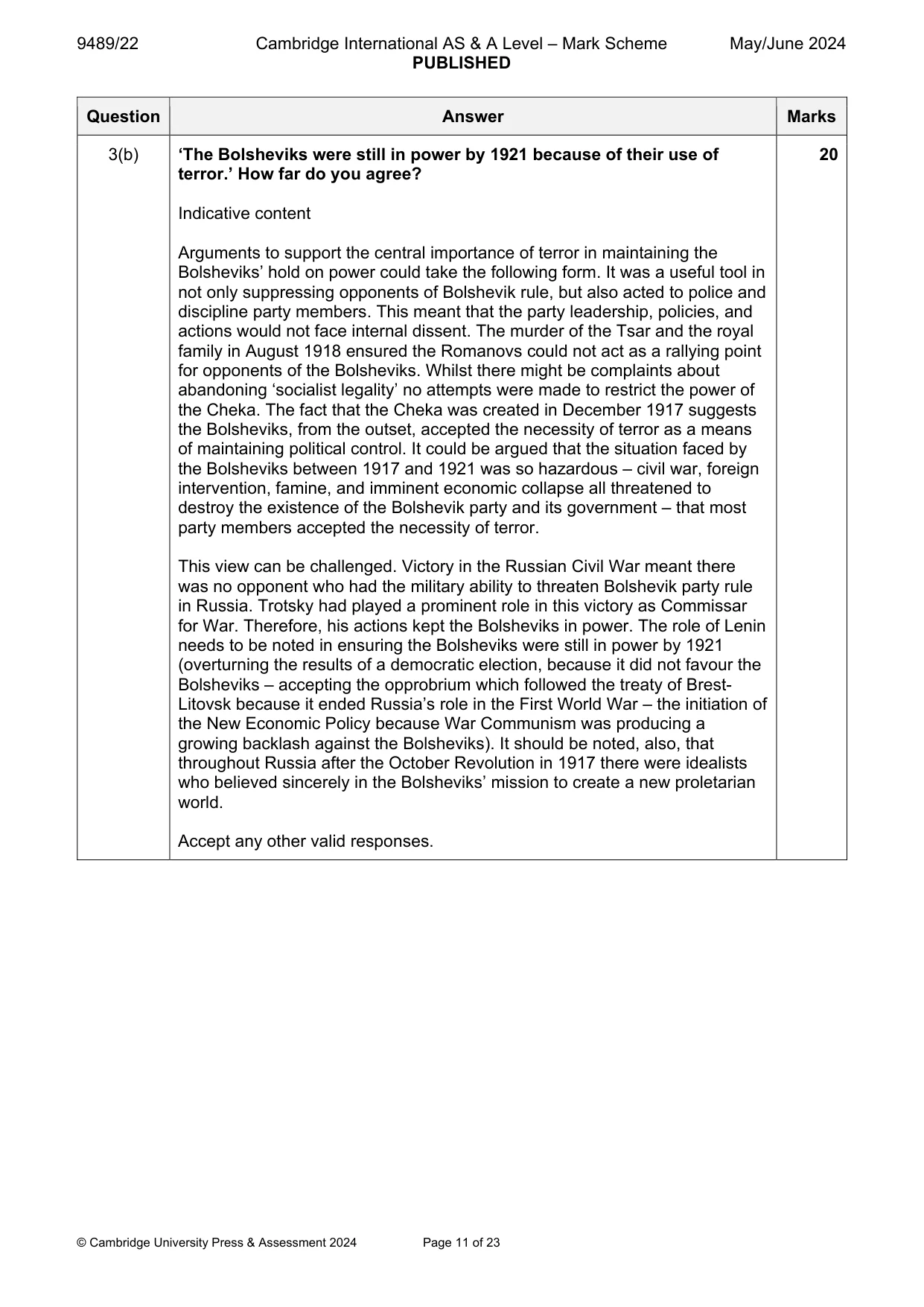 Mark scheme, page 11 of 23