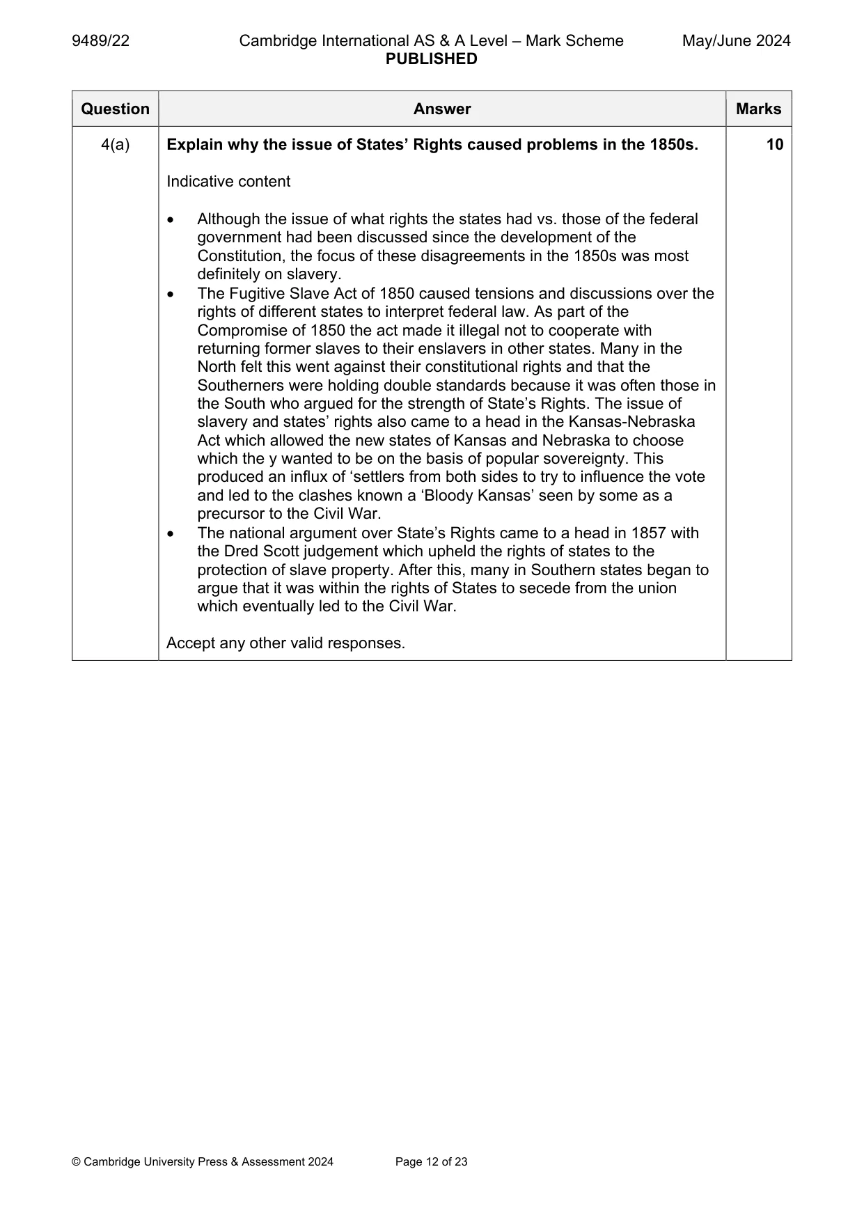 Mark scheme, page 12 of 23