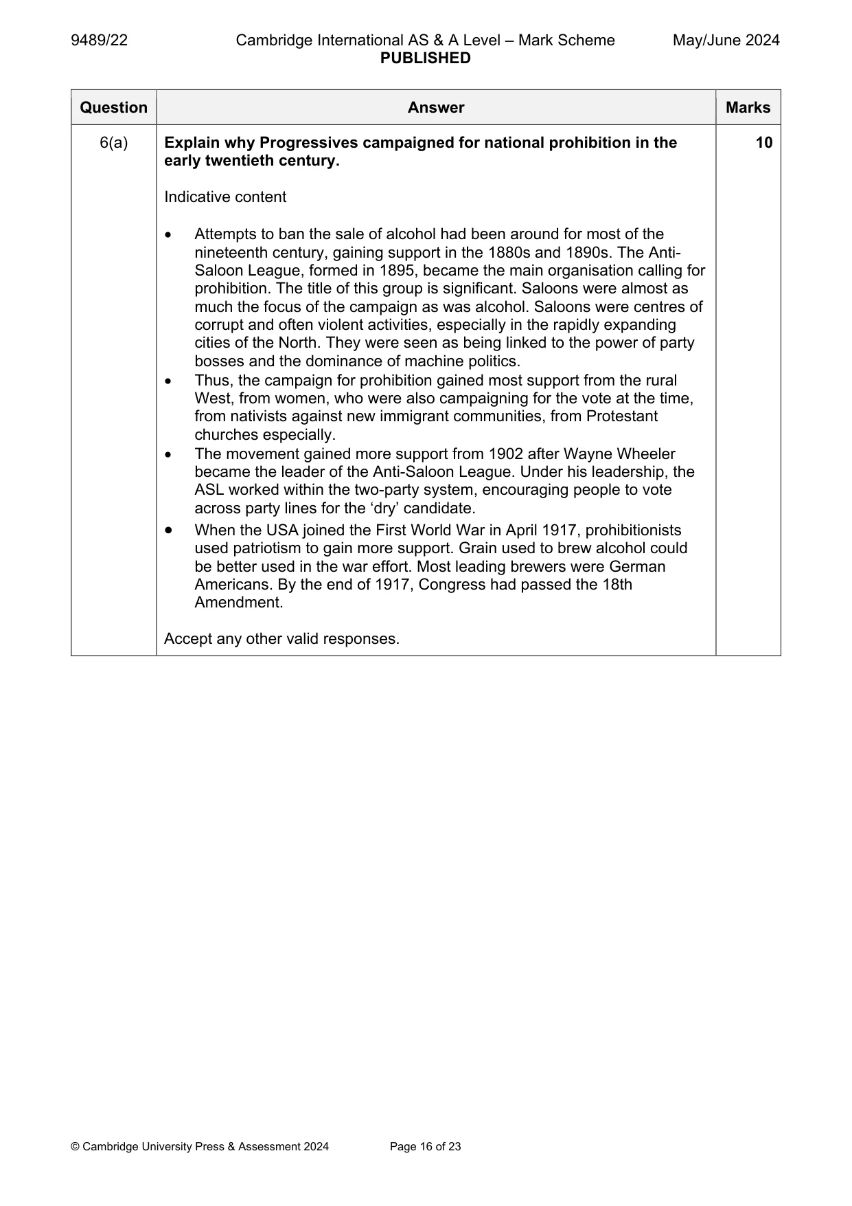 Mark scheme, page 16 of 23