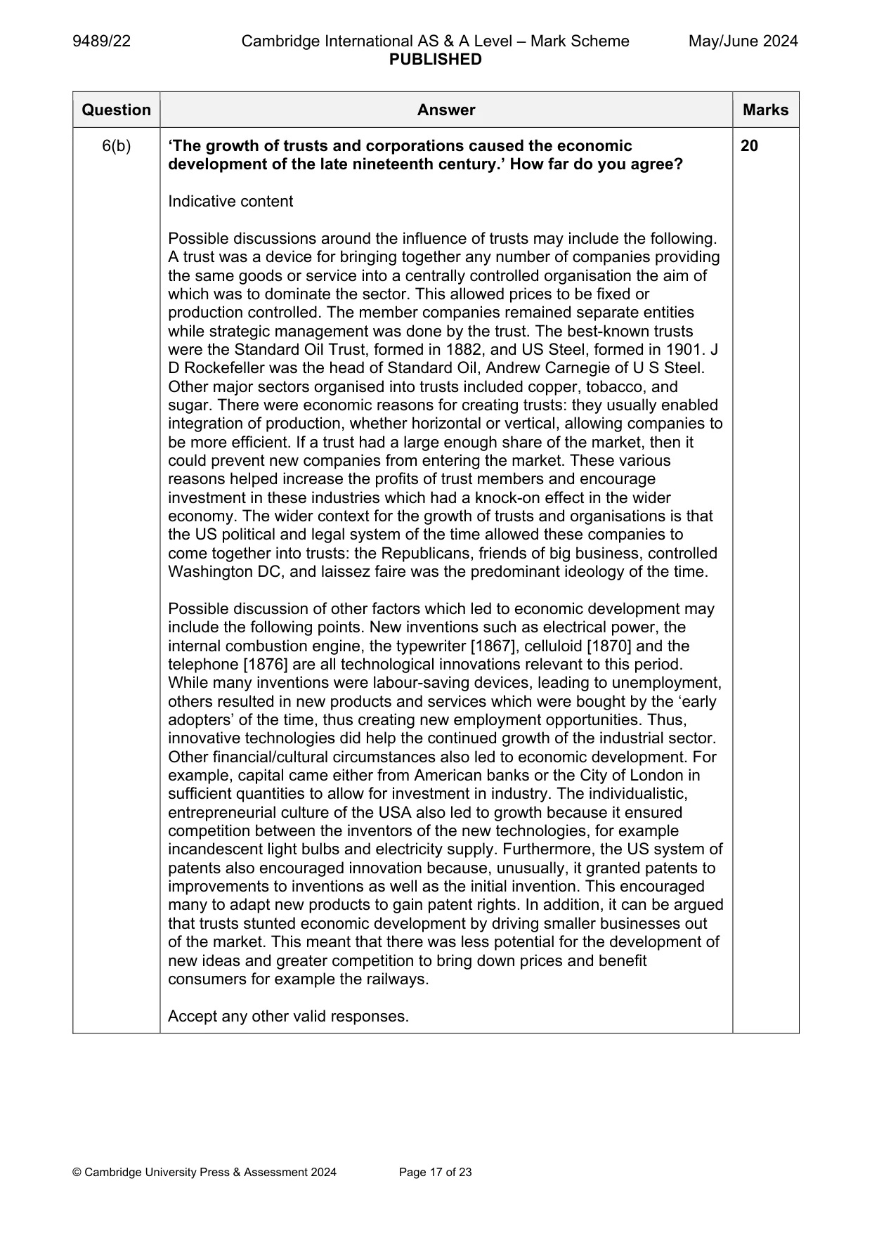 Mark scheme, page 17 of 23