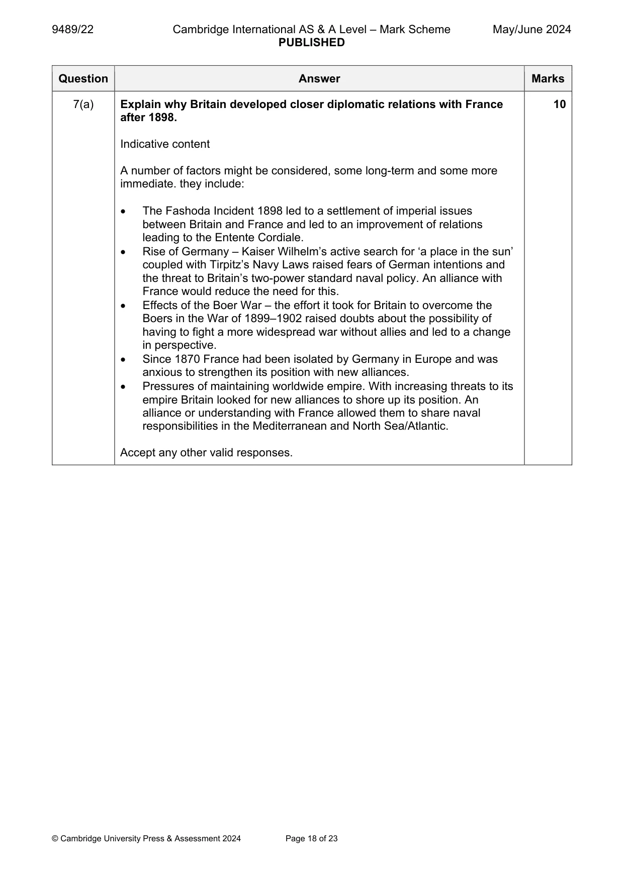 Mark scheme, page 18 of 23