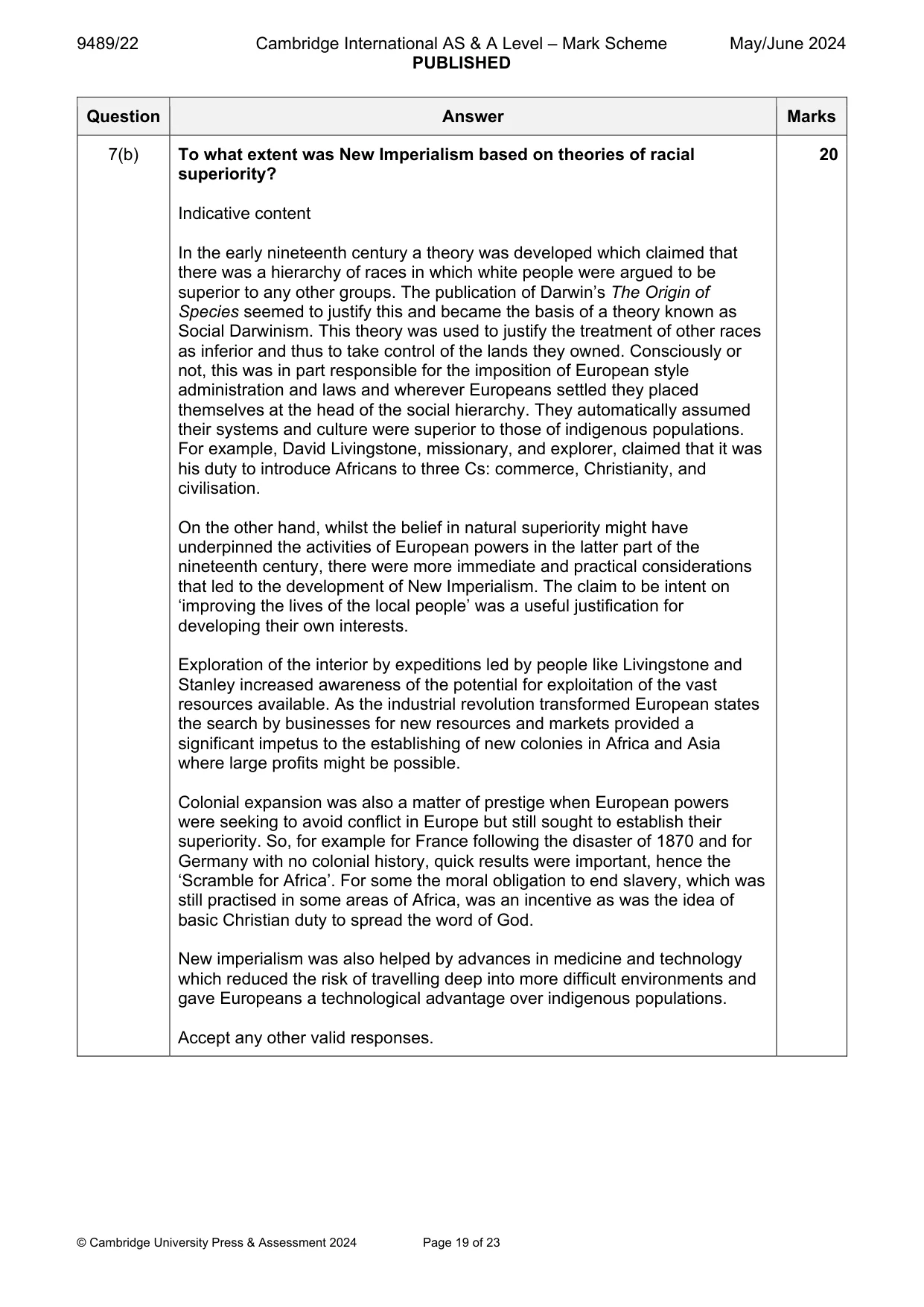 Mark scheme, page 19 of 23