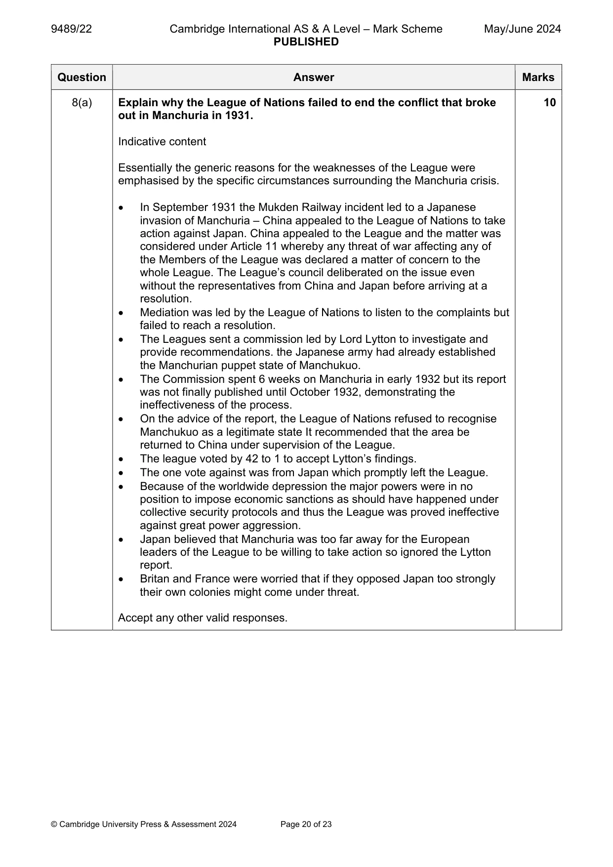 Mark scheme, page 20 of 23