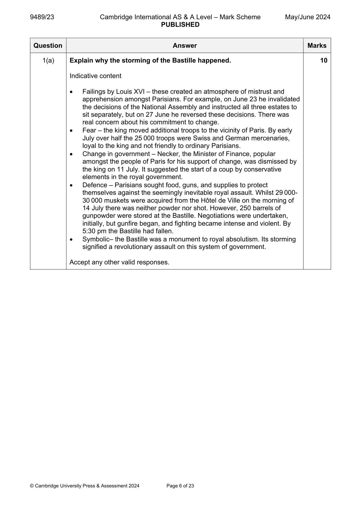 Mark scheme, page 6 of 23