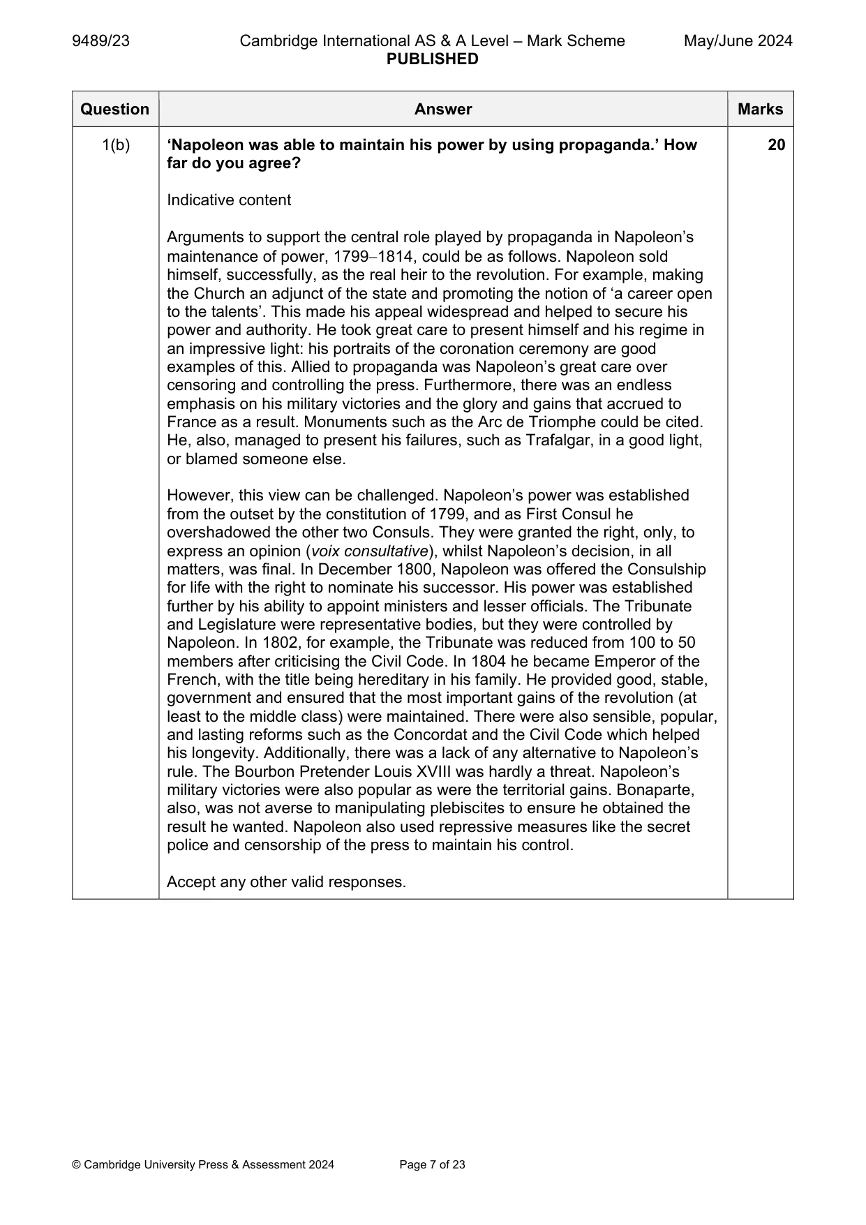 Mark scheme, page 7 of 23