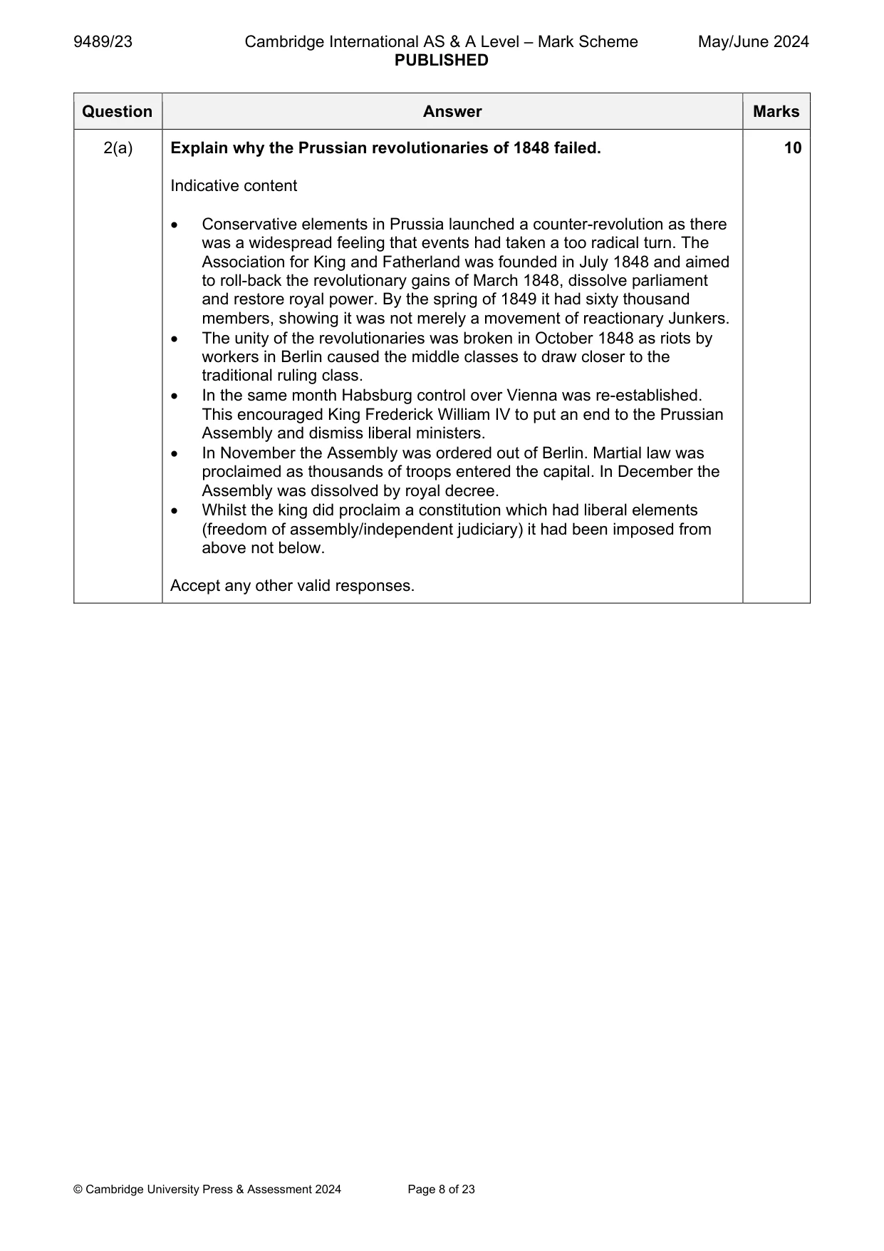 Mark scheme, page 8 of 23