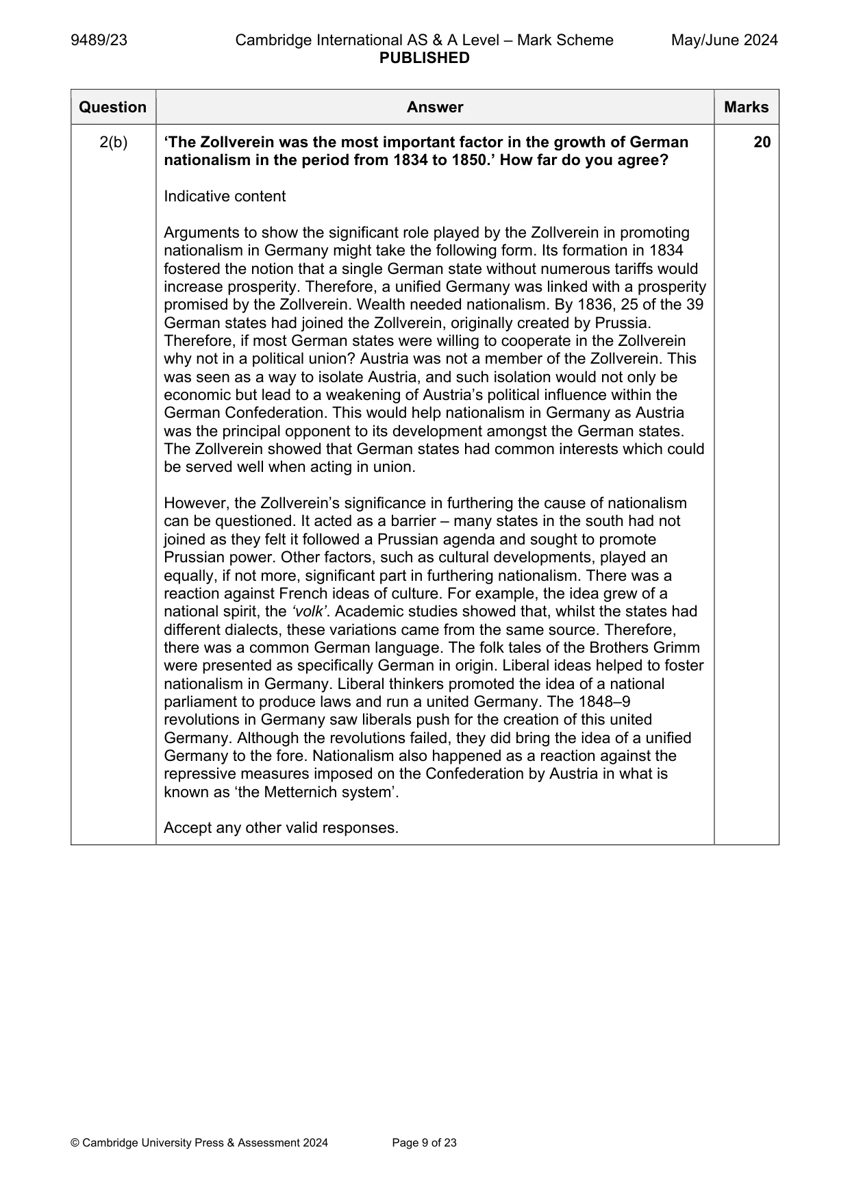 Mark scheme, page 9 of 23