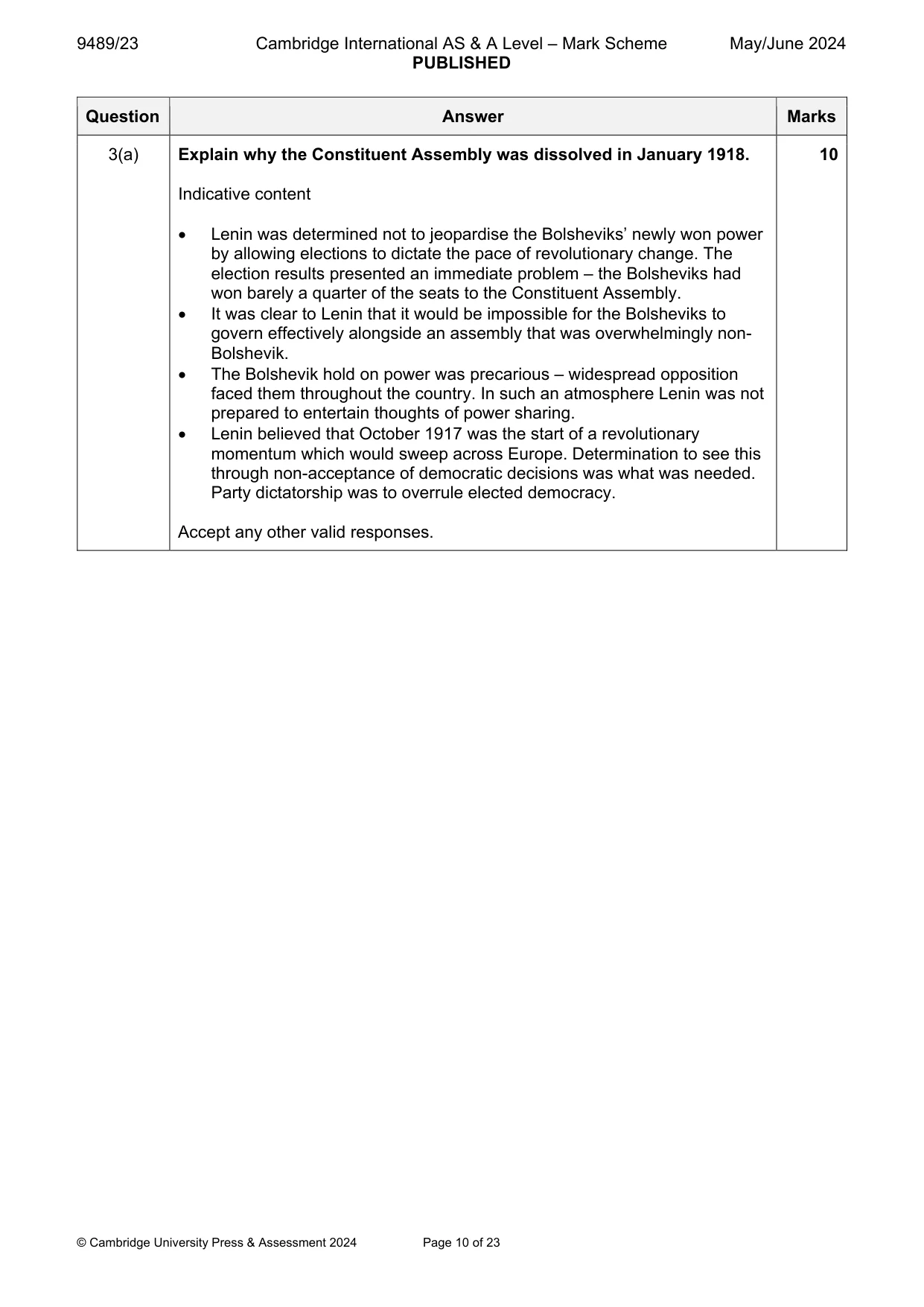 Mark scheme, page 10 of 23