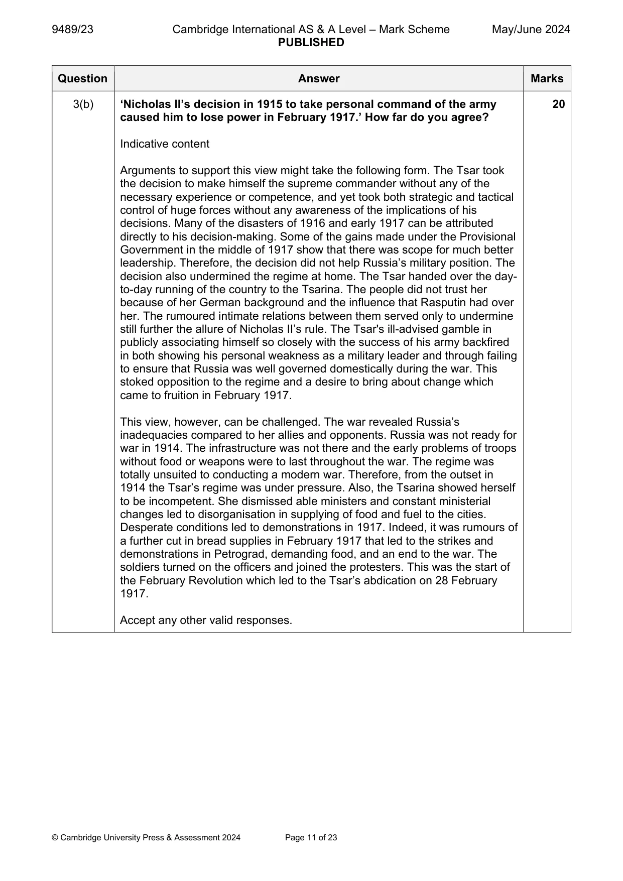 Mark scheme, page 11 of 23