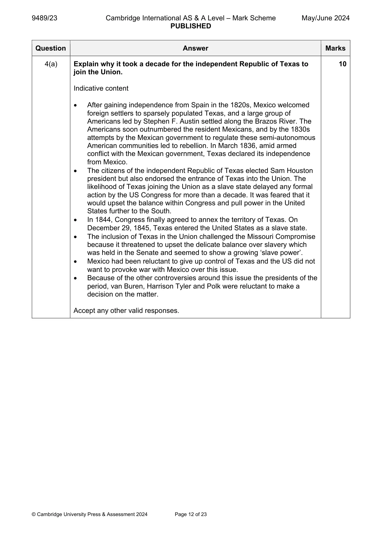 Mark scheme, page 12 of 23
