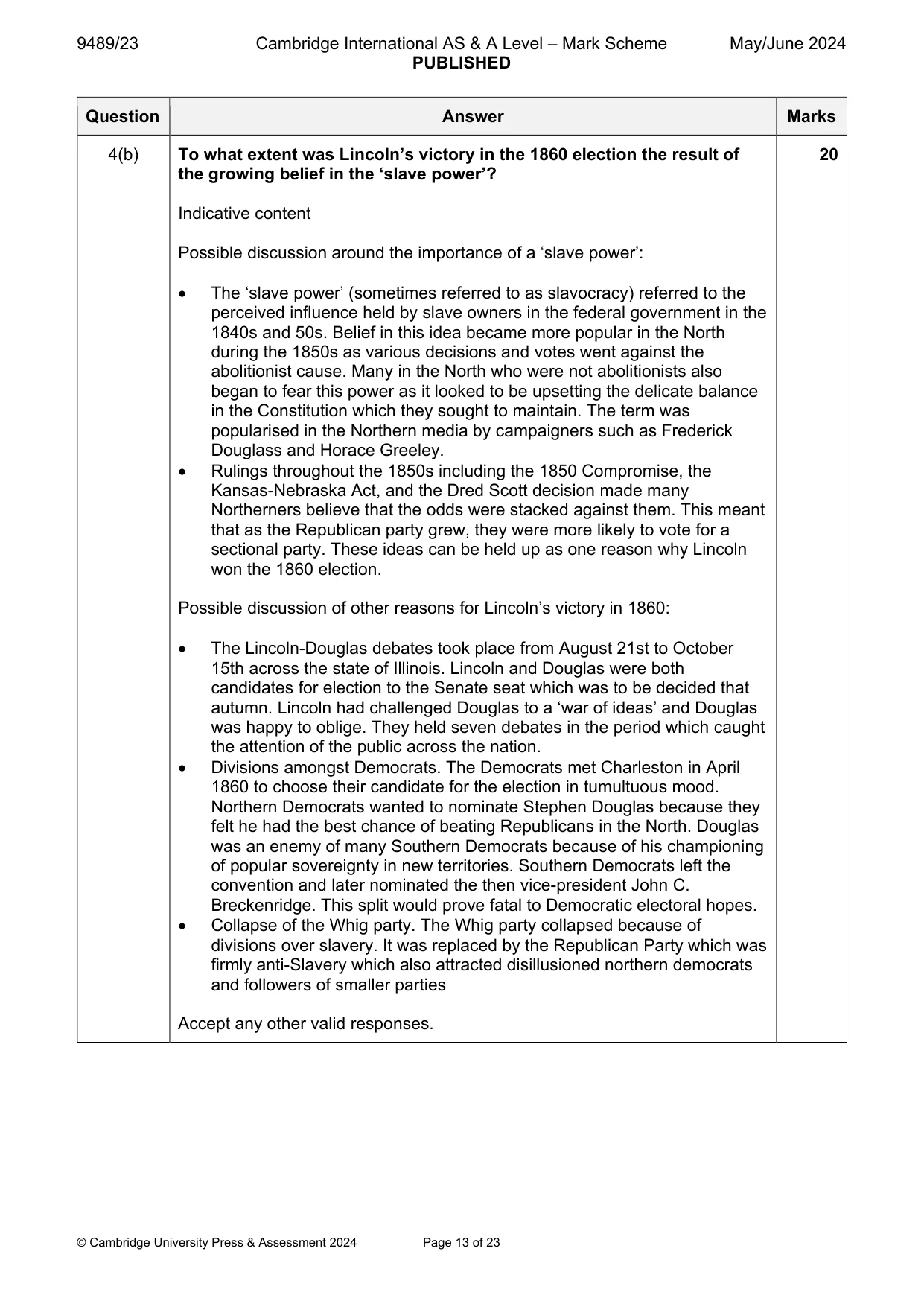 Mark scheme, page 13 of 23