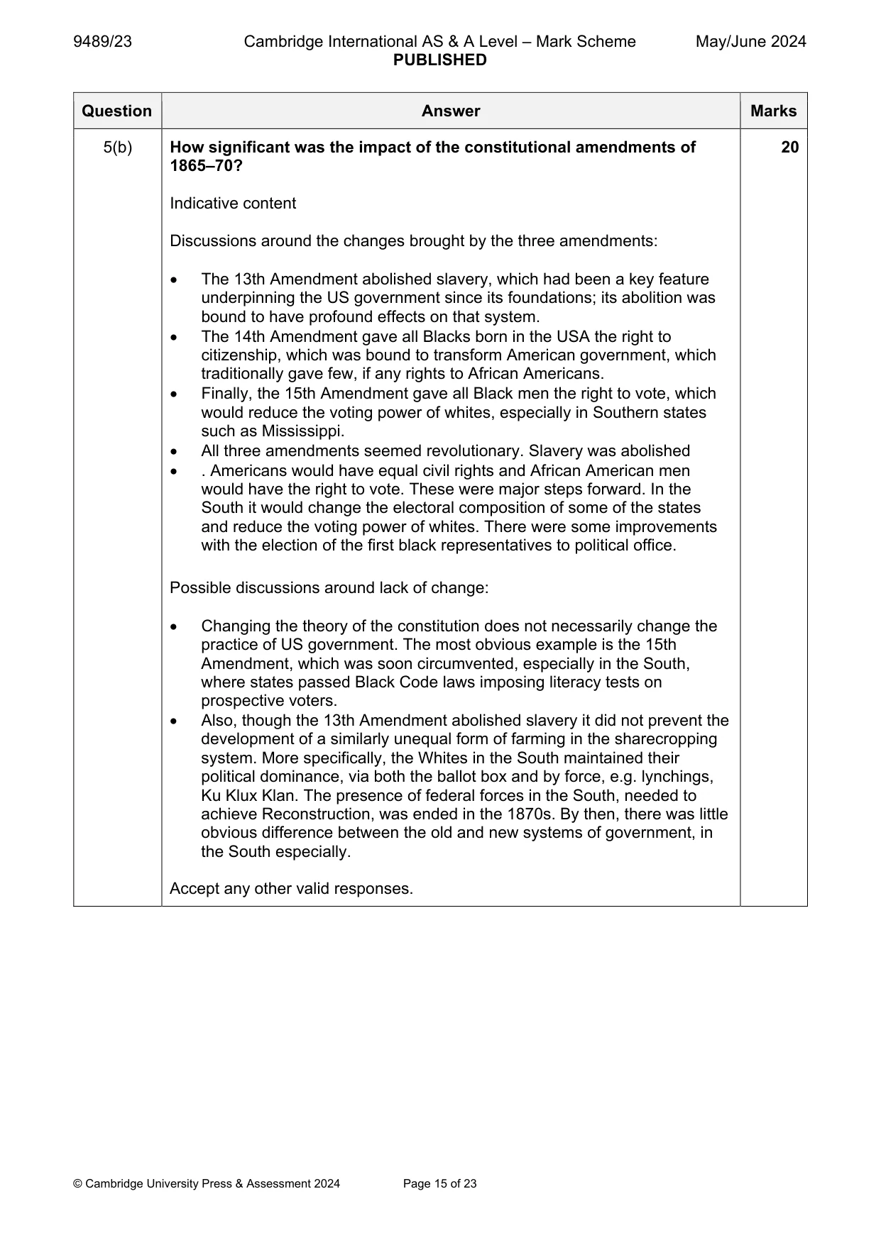 Mark scheme, page 15 of 23