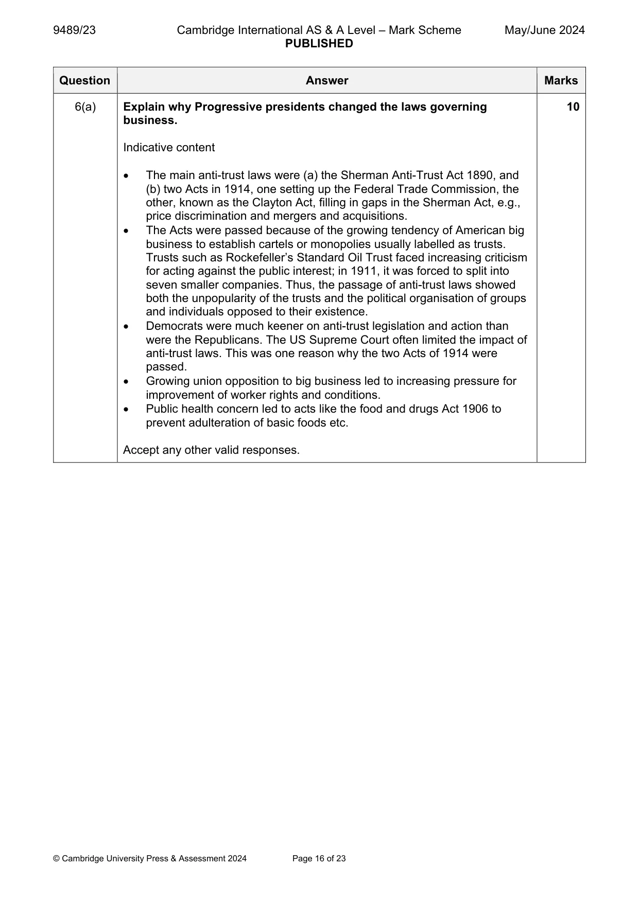 Mark scheme, page 16 of 23