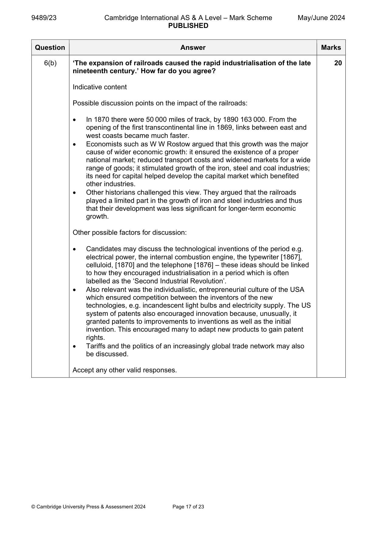 Mark scheme, page 17 of 23